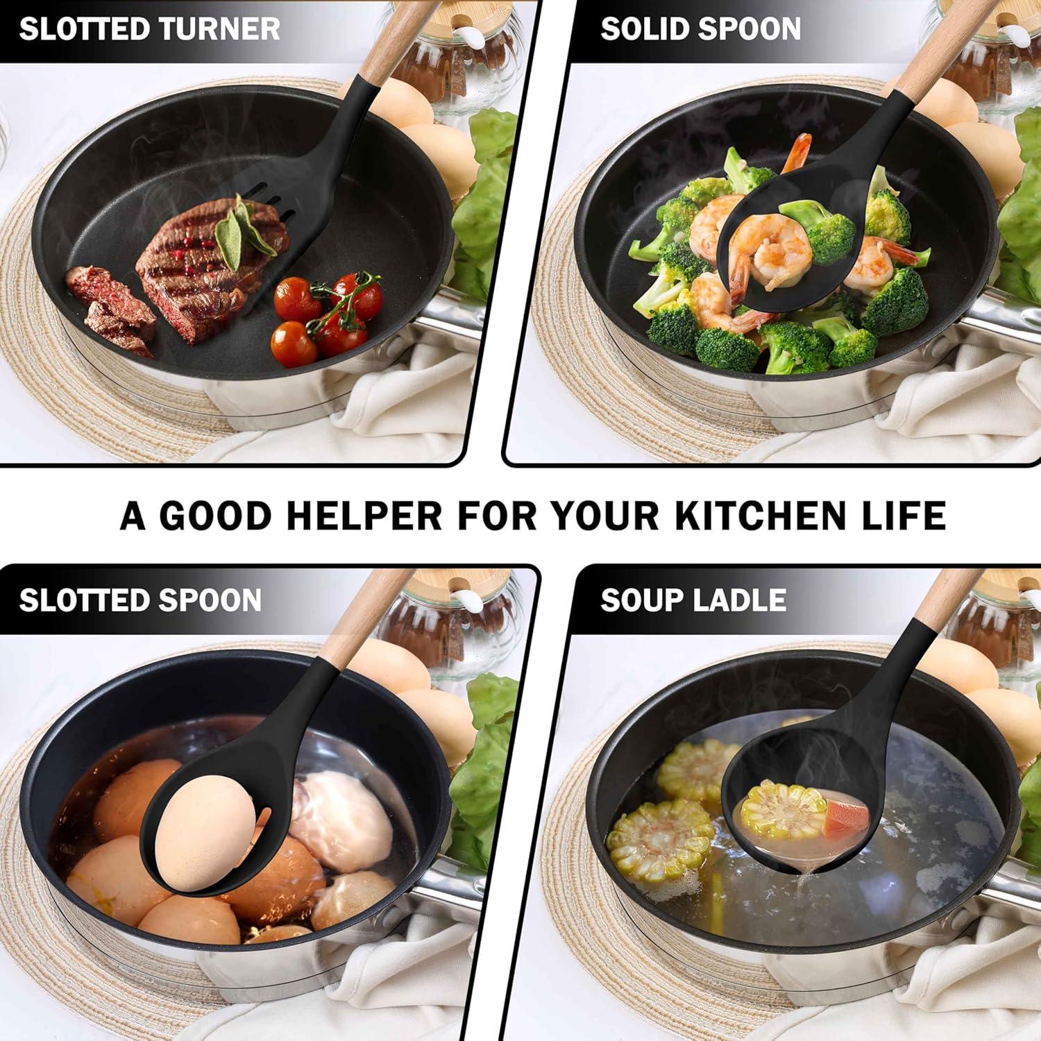 Juego de Utensilios de Cocina Herogo 8 Piezas Silicona y Madera