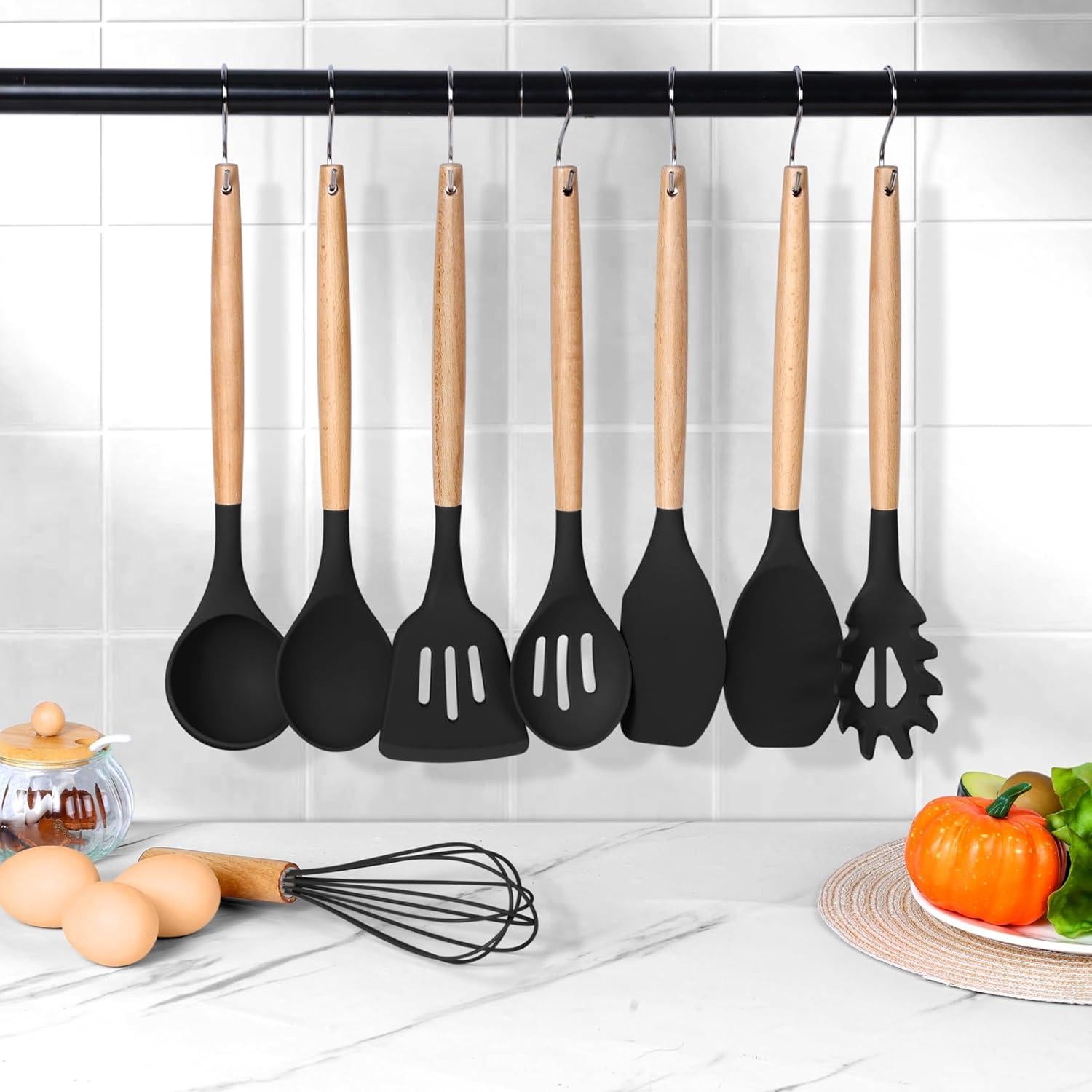 Juego de Utensilios de Cocina Herogo 8 Piezas Silicona y Madera