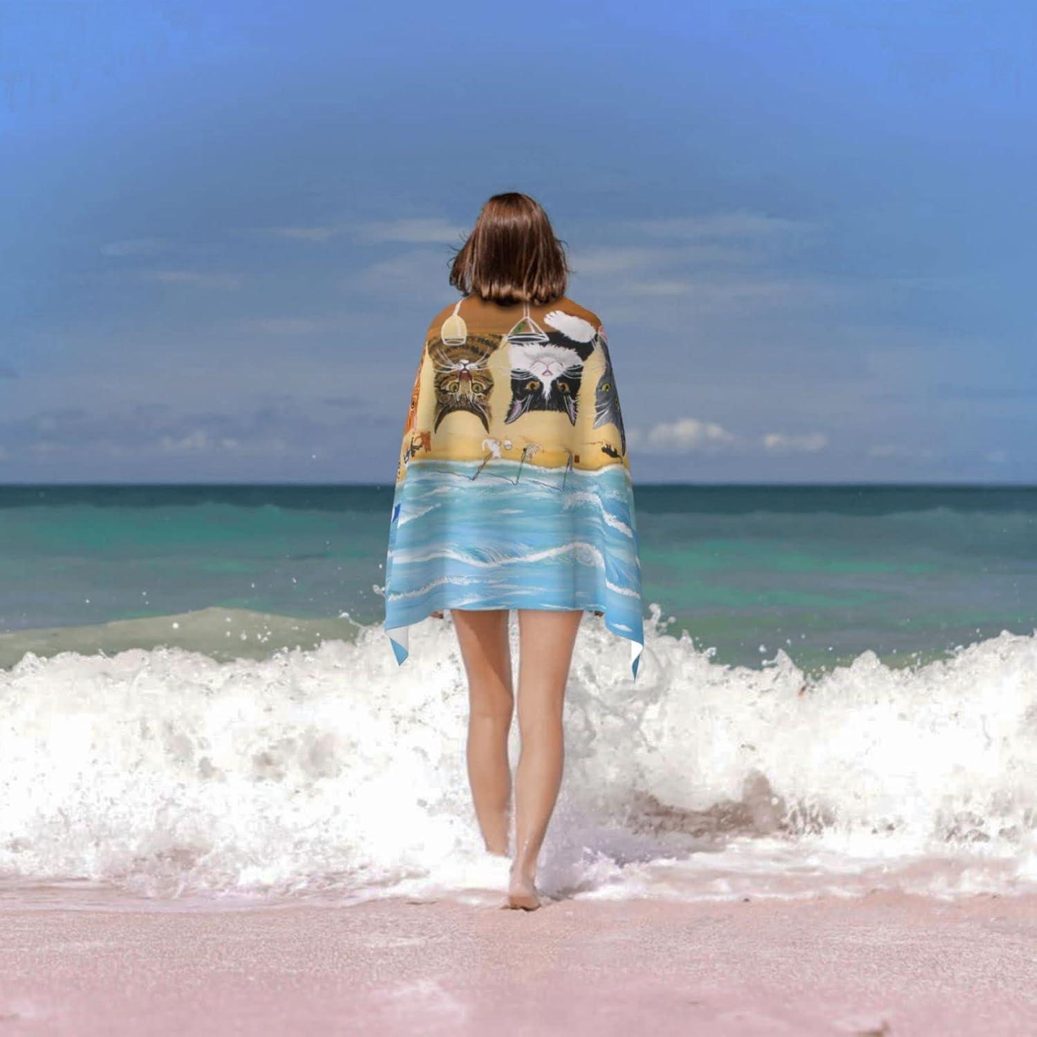 Toalla de Playa Microfibra COMFAR Gato 76x152cm Secado Rápido