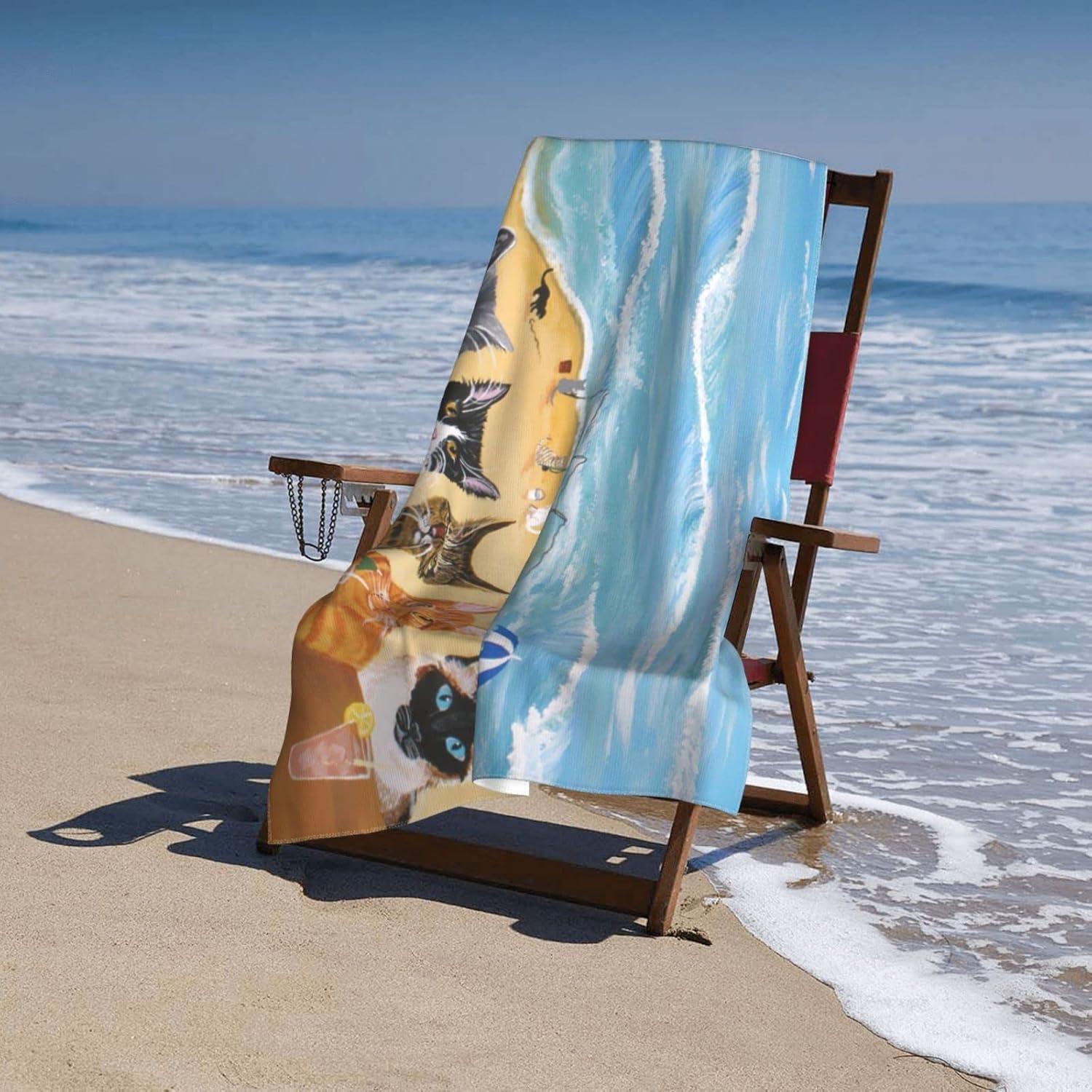 Toalla de Playa Microfibra COMFAR Gato 76x152cm Secado Rápido