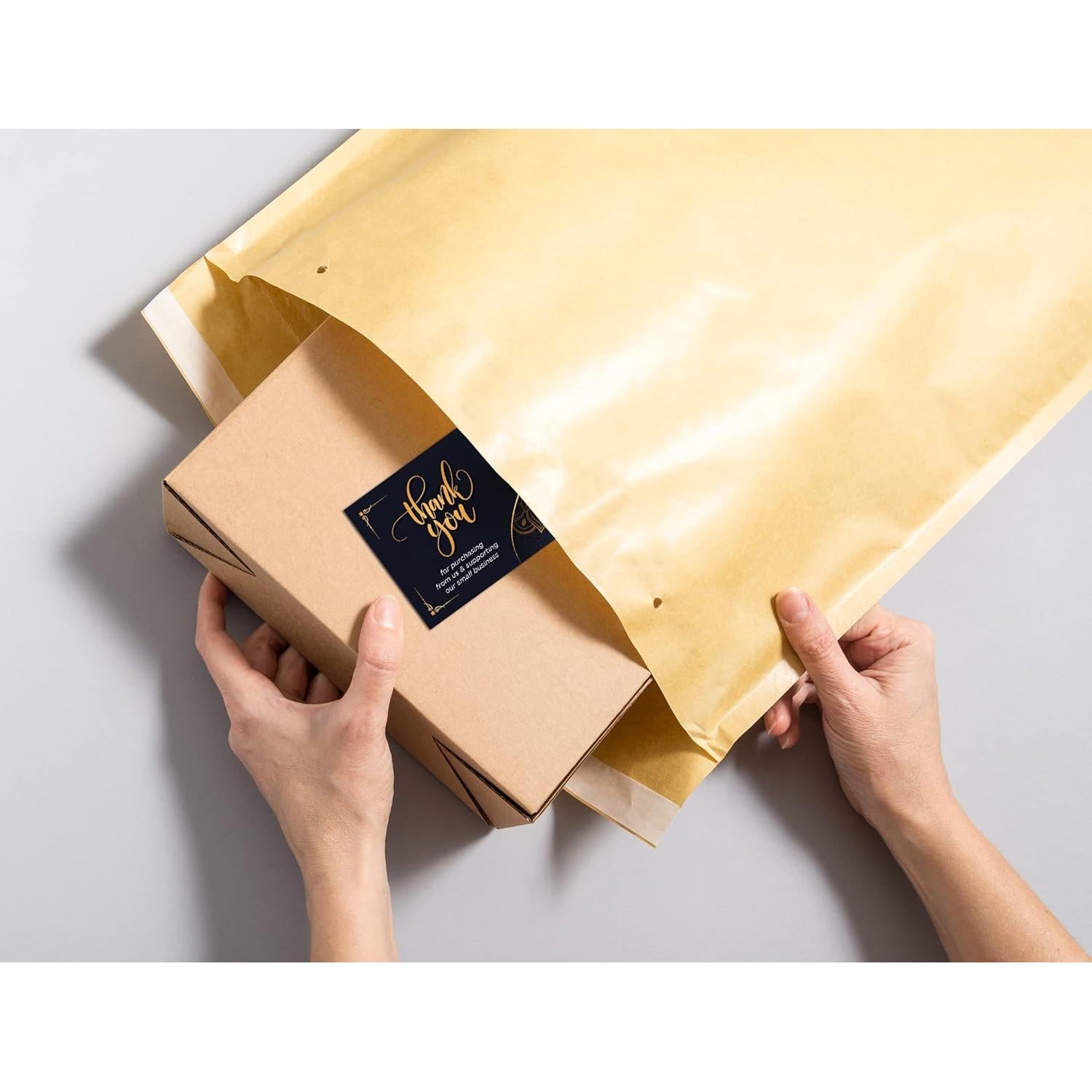 Tarjetas de Agradecimiento Kachy Design Mandala Negro/Dorado - 100 Unidades