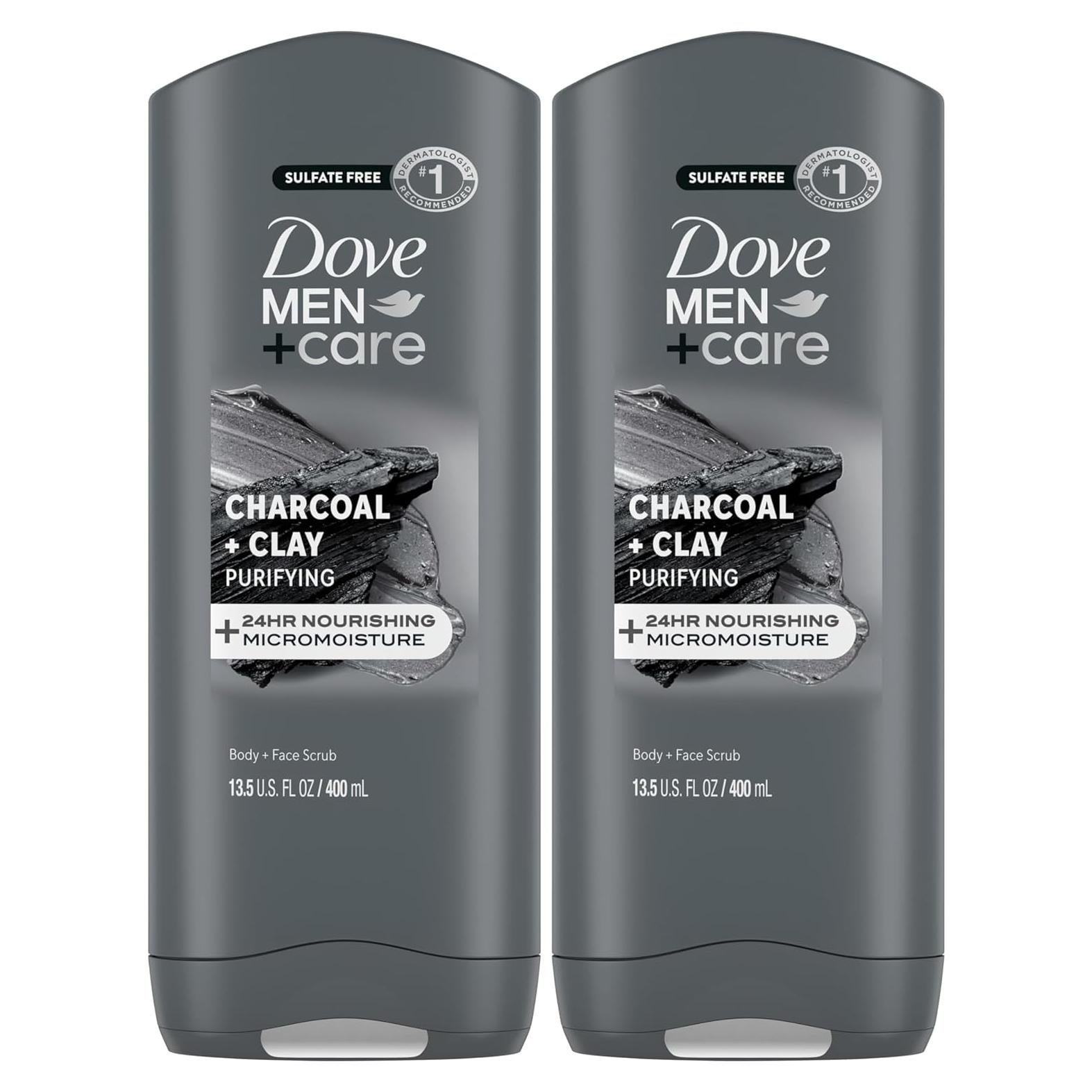 Jabón Corporal y Facial Dove Men+Care Carbón + Arcilla 2x400ml