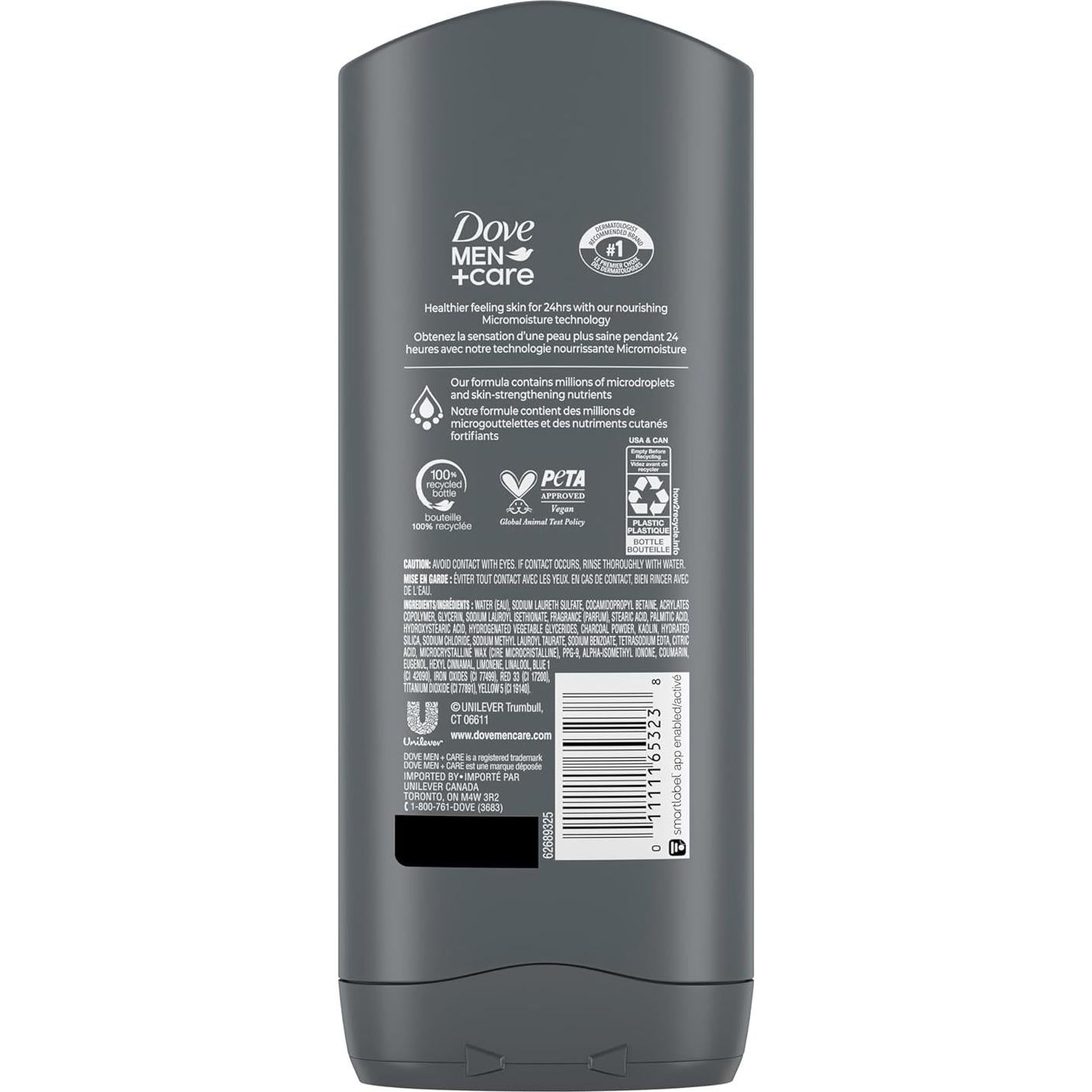 Jabón Corporal y Facial Dove Men+Care Carbón + Arcilla 2x400ml