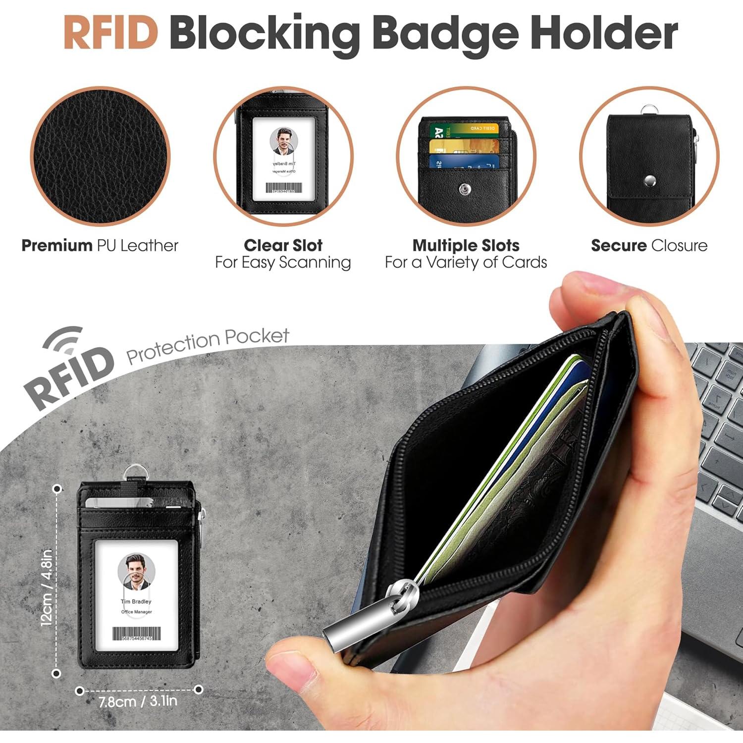 Soporte de Identificación Retráctil ELV con Billetera RFID Negra