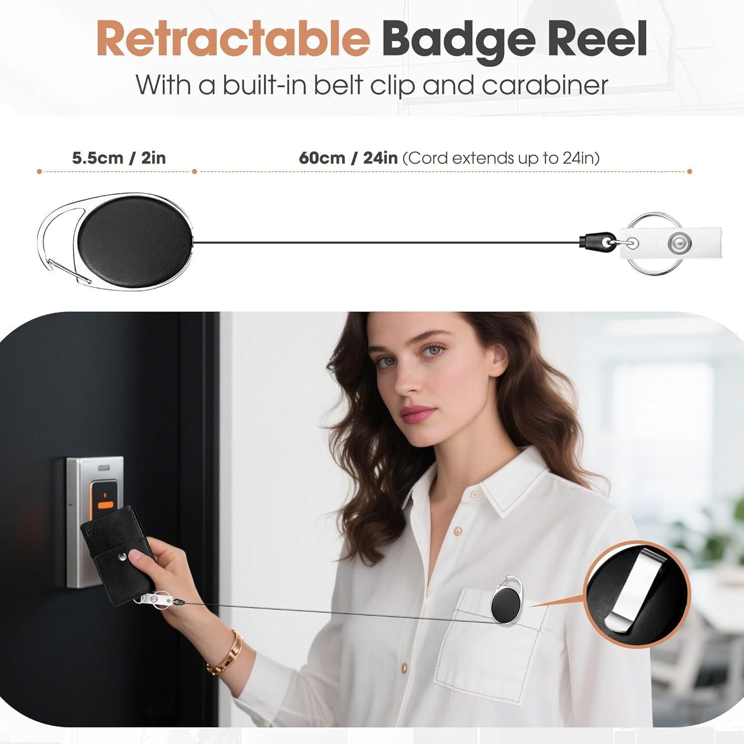 Soporte de Identificación Retráctil ELV con Billetera RFID Negra