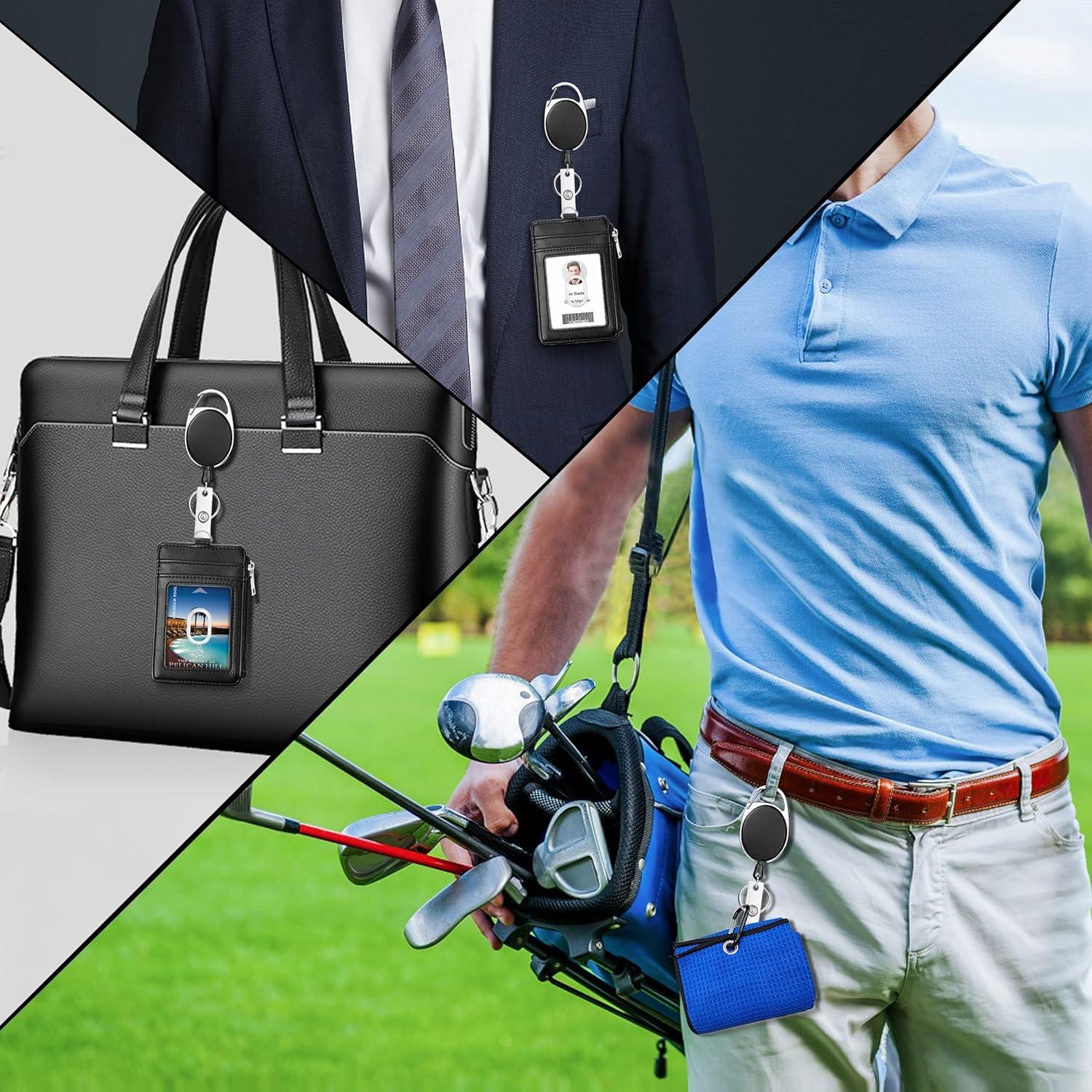 Soporte de Identificación Retráctil ELV con Billetera RFID Negra