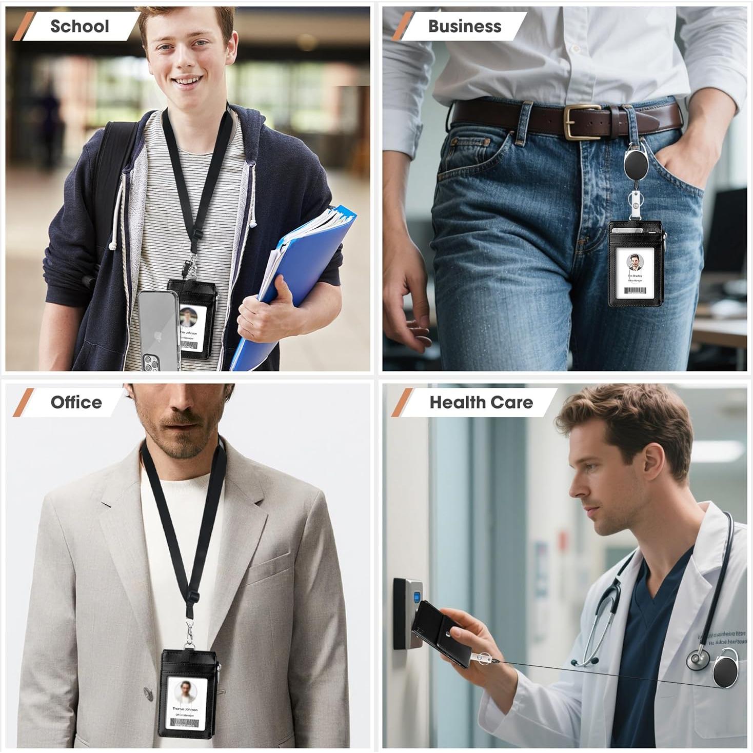 Soporte de Identificación Retráctil ELV con Billetera RFID Negra