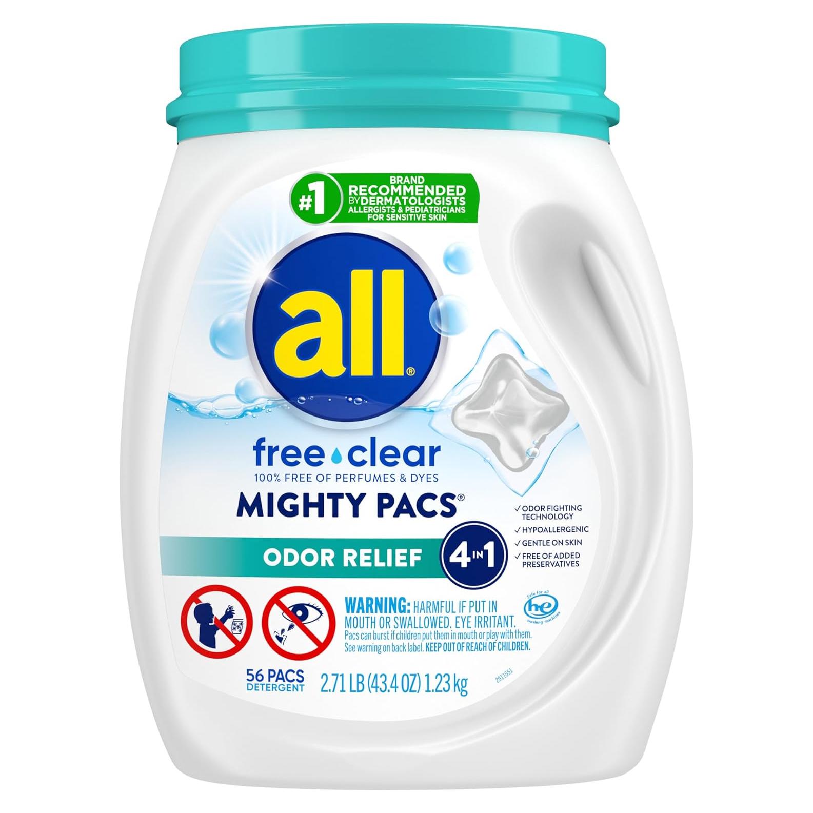 Detergente para Ropa All Mighty Pacs 56 Unidades Hipoalergénico