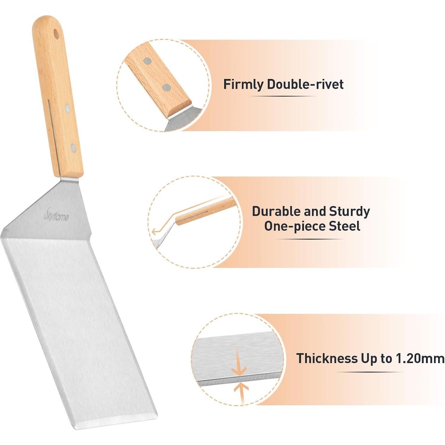 Espátula de Acero Inoxidable Skyflame 30 x 12.7 cm para BBQ