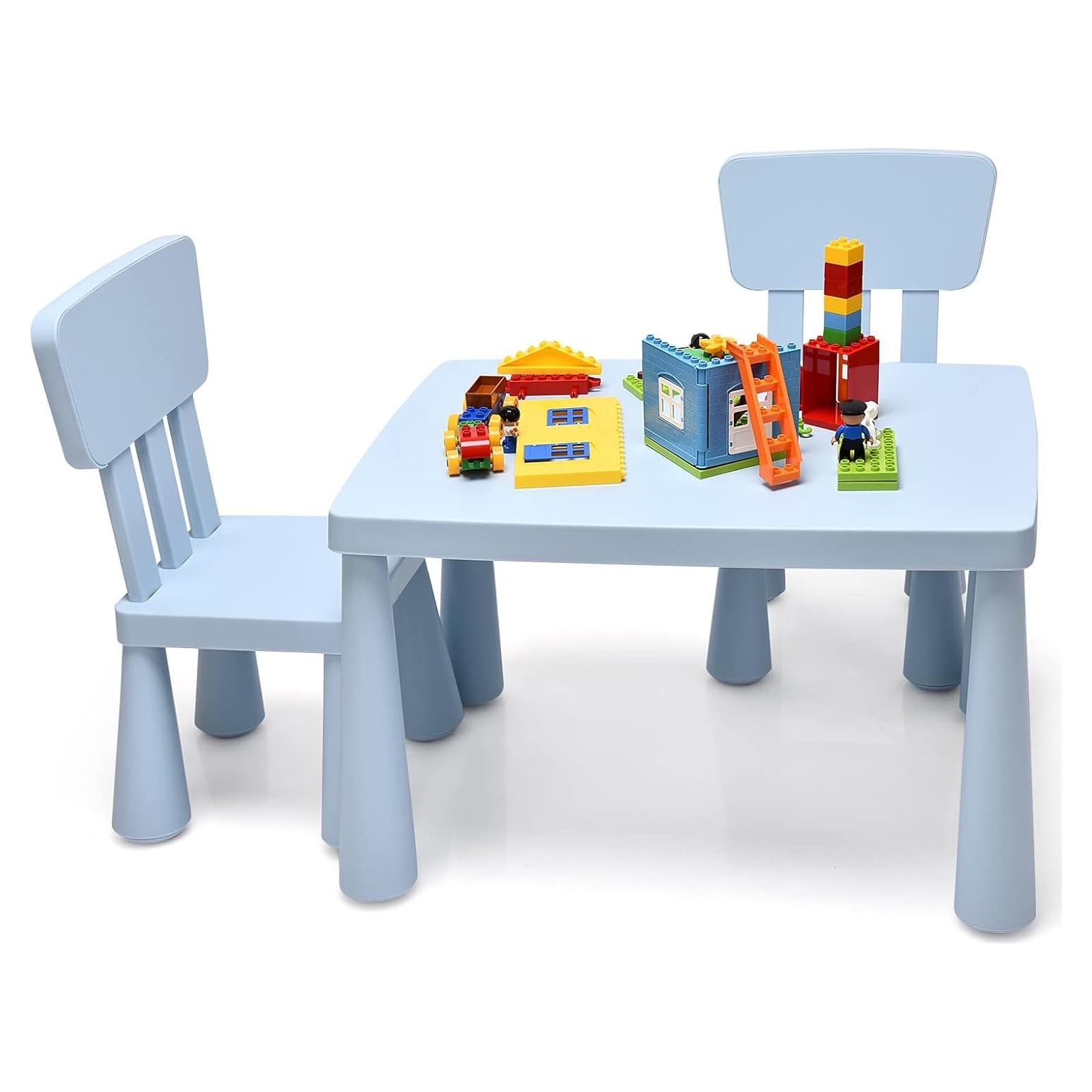 Juego de Mesa y Sillas para Niños HOMGX Azul 3 Piezas