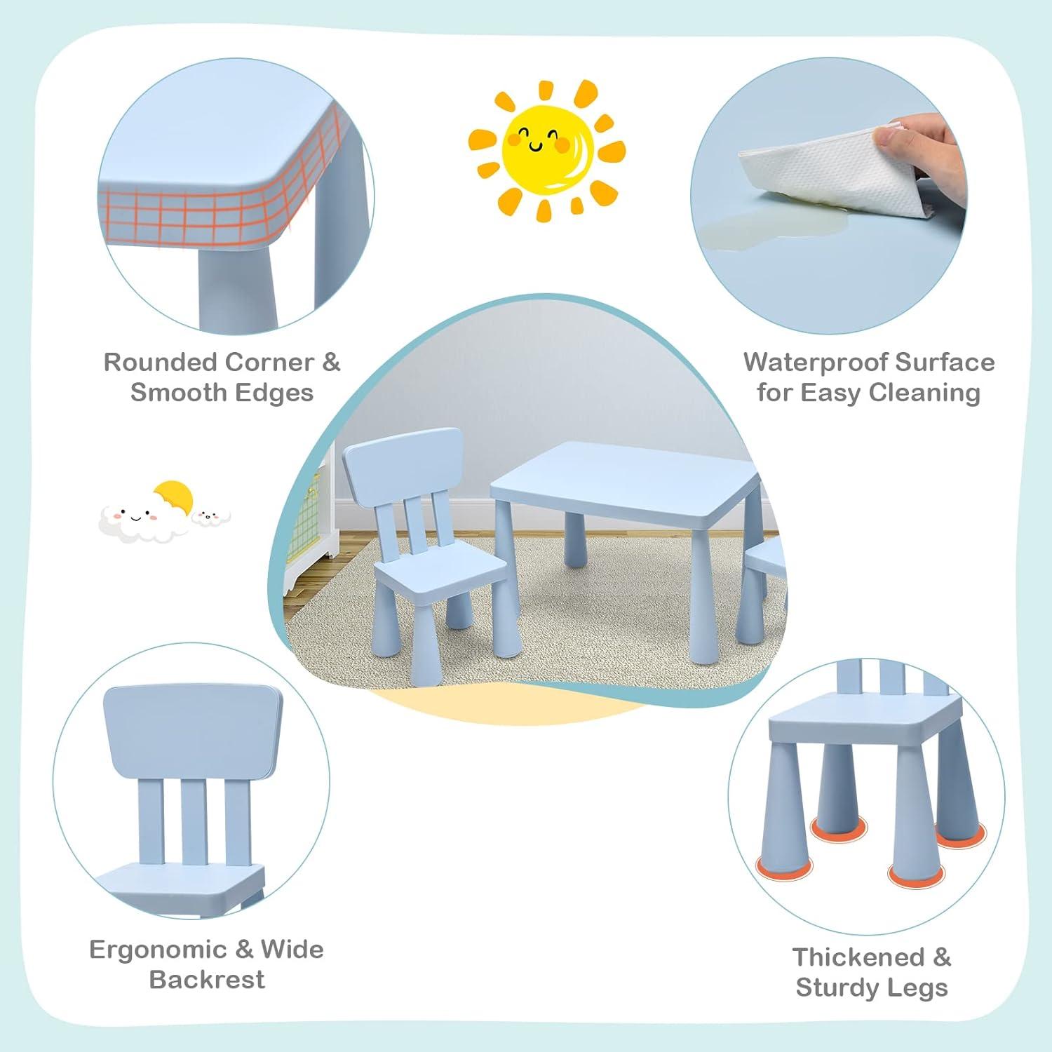 Juego de Mesa y Sillas para Niños HOMGX Azul 3 Piezas