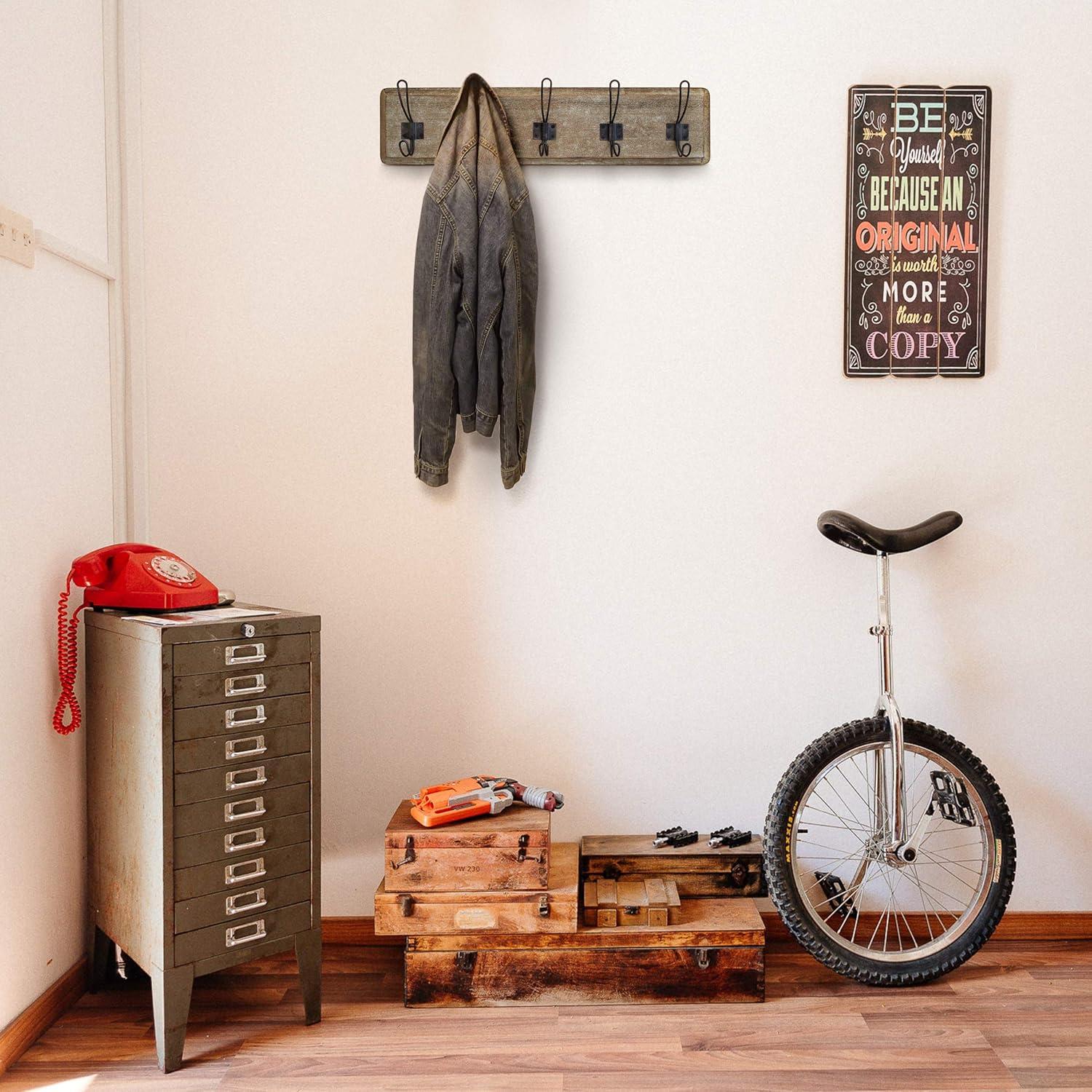 Perchero de Pared Rústico HBCY Creations 61 cm 5 Ganchos Madera