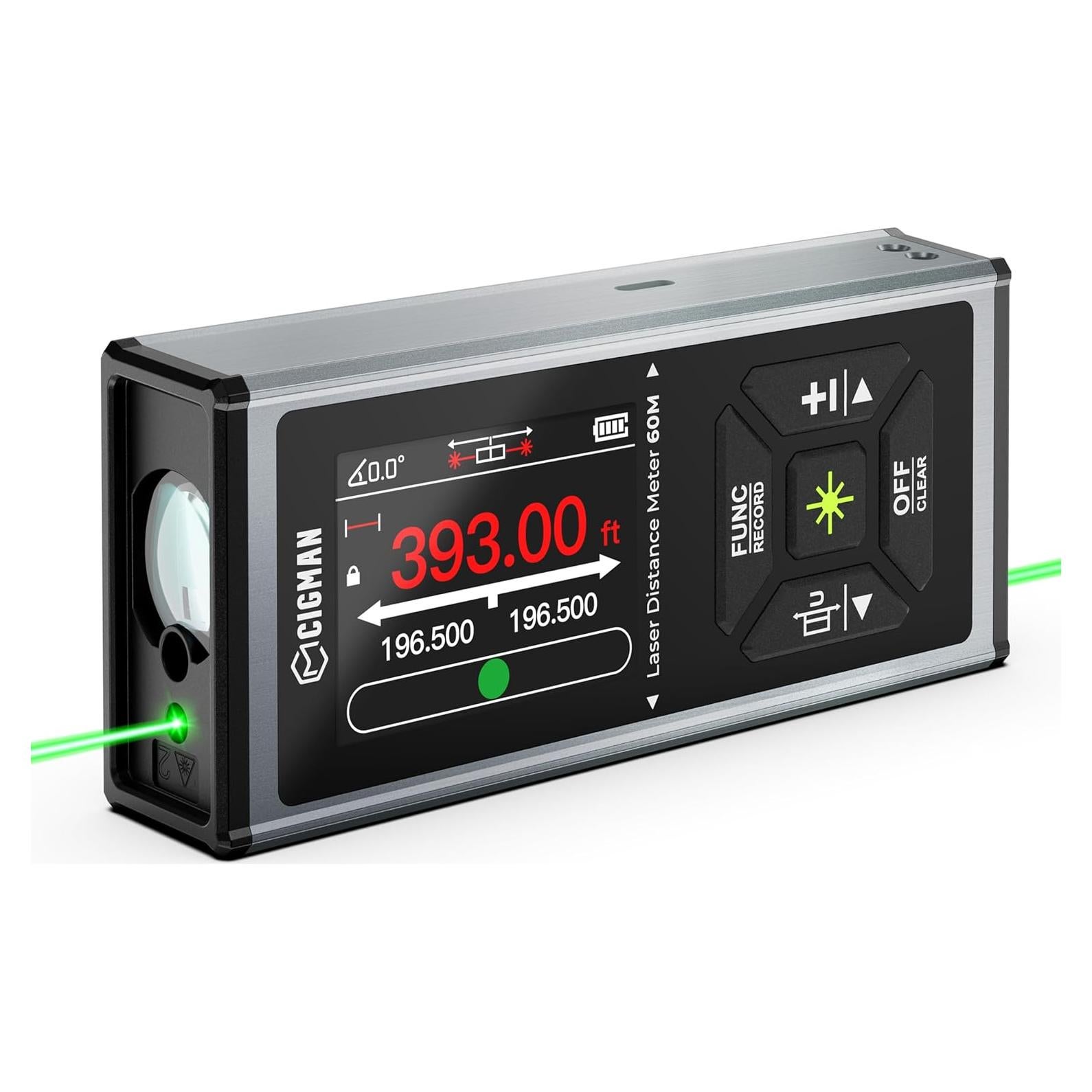 Medidor Láser CIGMAN CD-60G 120m Verde Recargable con Nivel