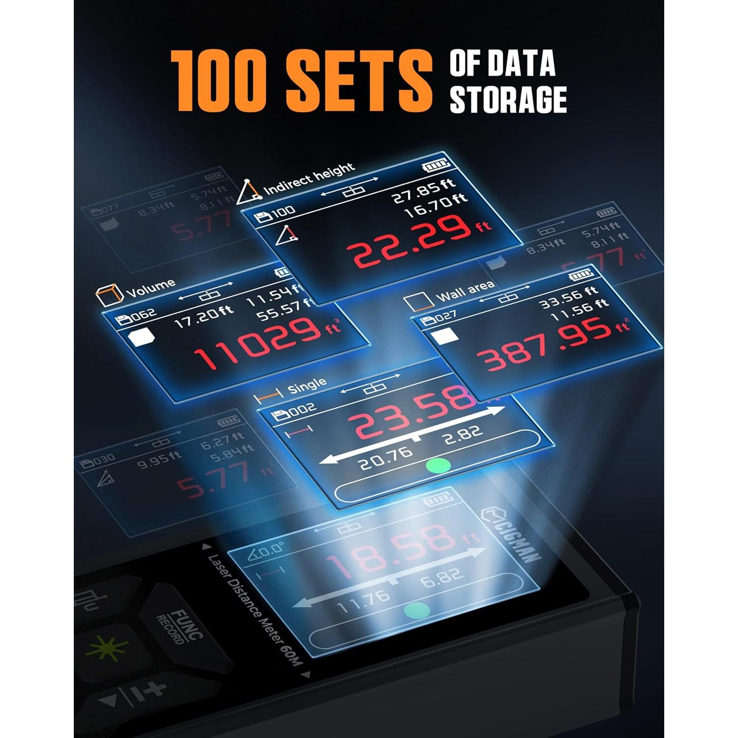 Medidor Láser CIGMAN CD-60G 120m Verde Recargable con Nivel