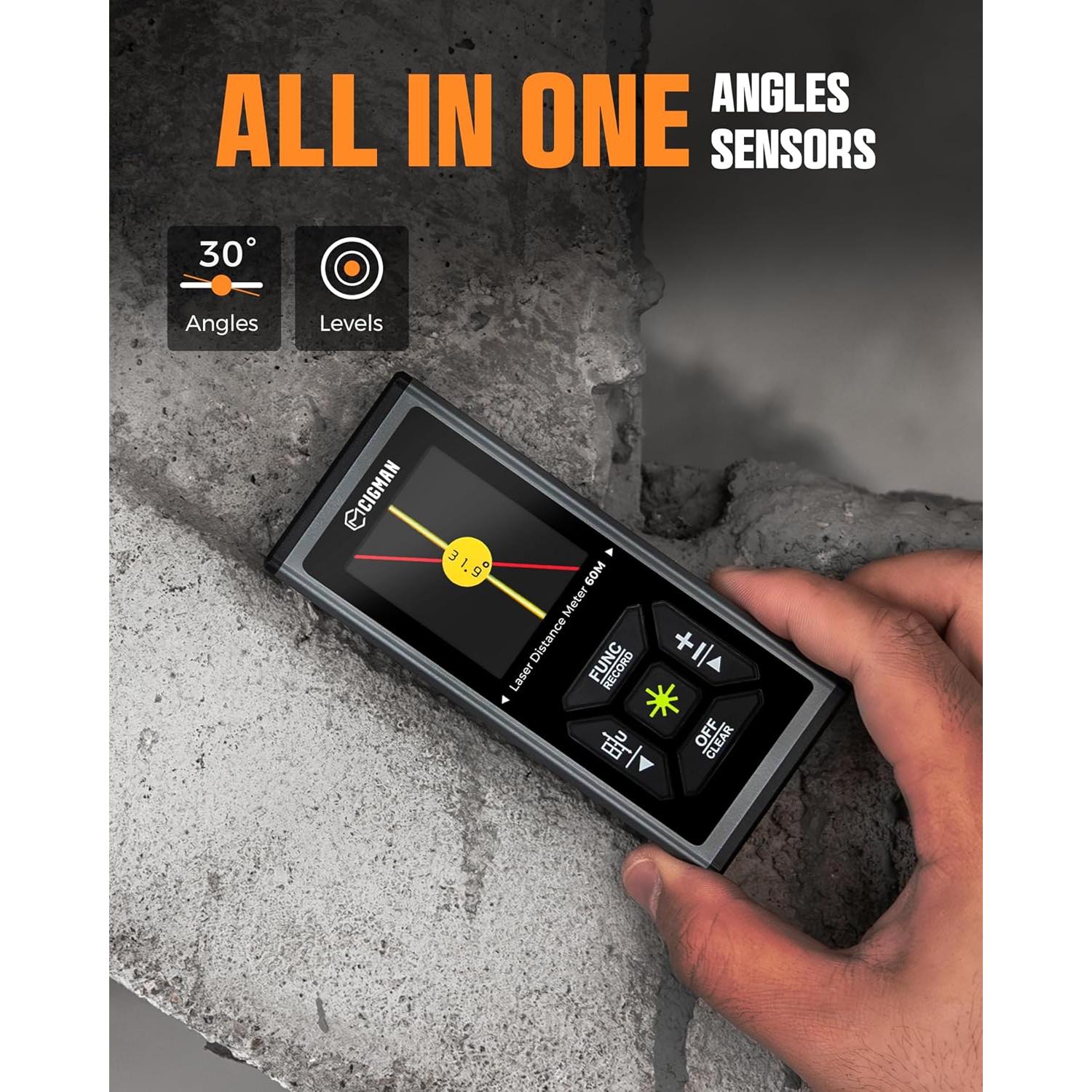 Medidor Láser CIGMAN CD-60G 120m Verde Recargable con Nivel