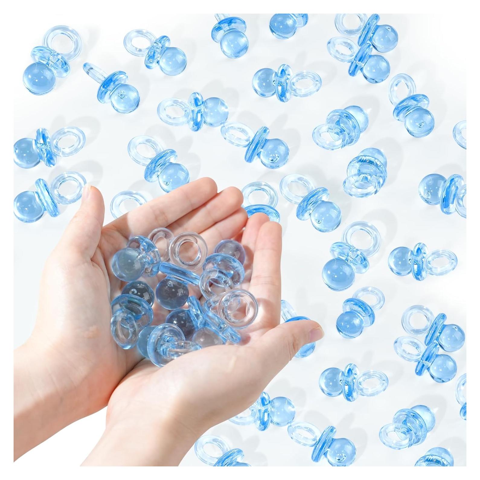 36 Chupetes Acrílicos Azules para Baby Shower - 4.45 cm