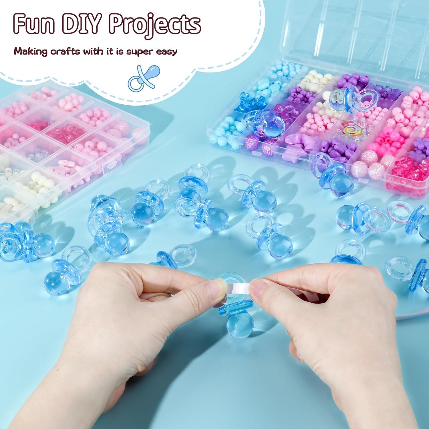 36 Chupetes Acrílicos Azules para Baby Shower - 4.45 cm