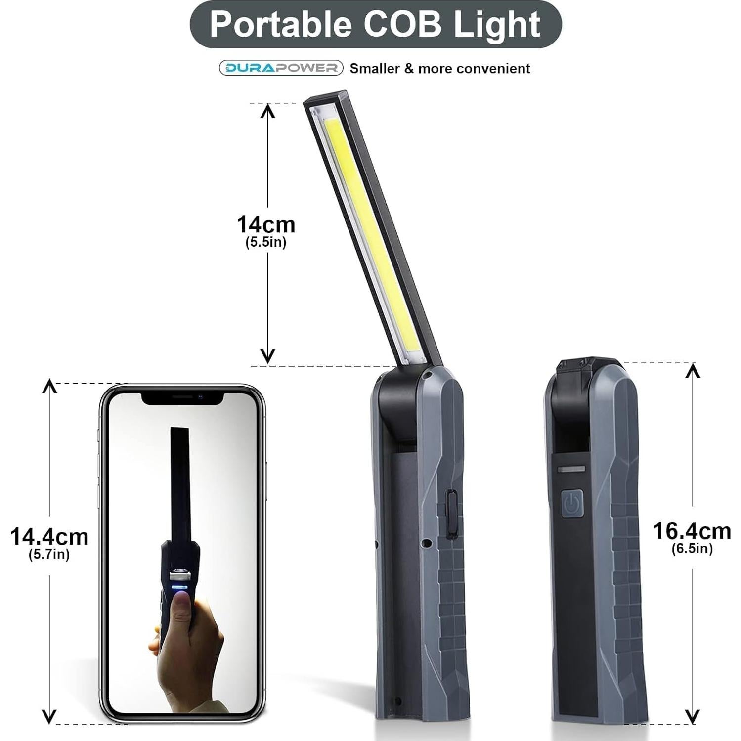 Luz de Trabajo LED Recargable Durapower 800 Lúmenes Plegable