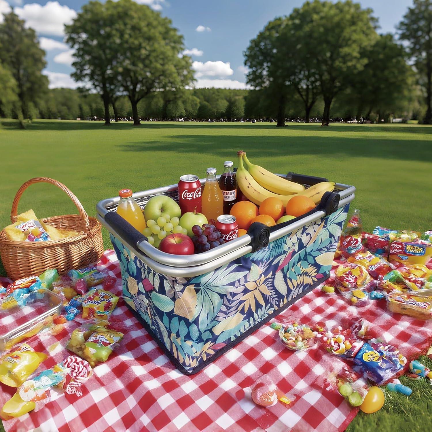 Cesta de Picnic Aislada Aikolesa 25L Plegable Azul