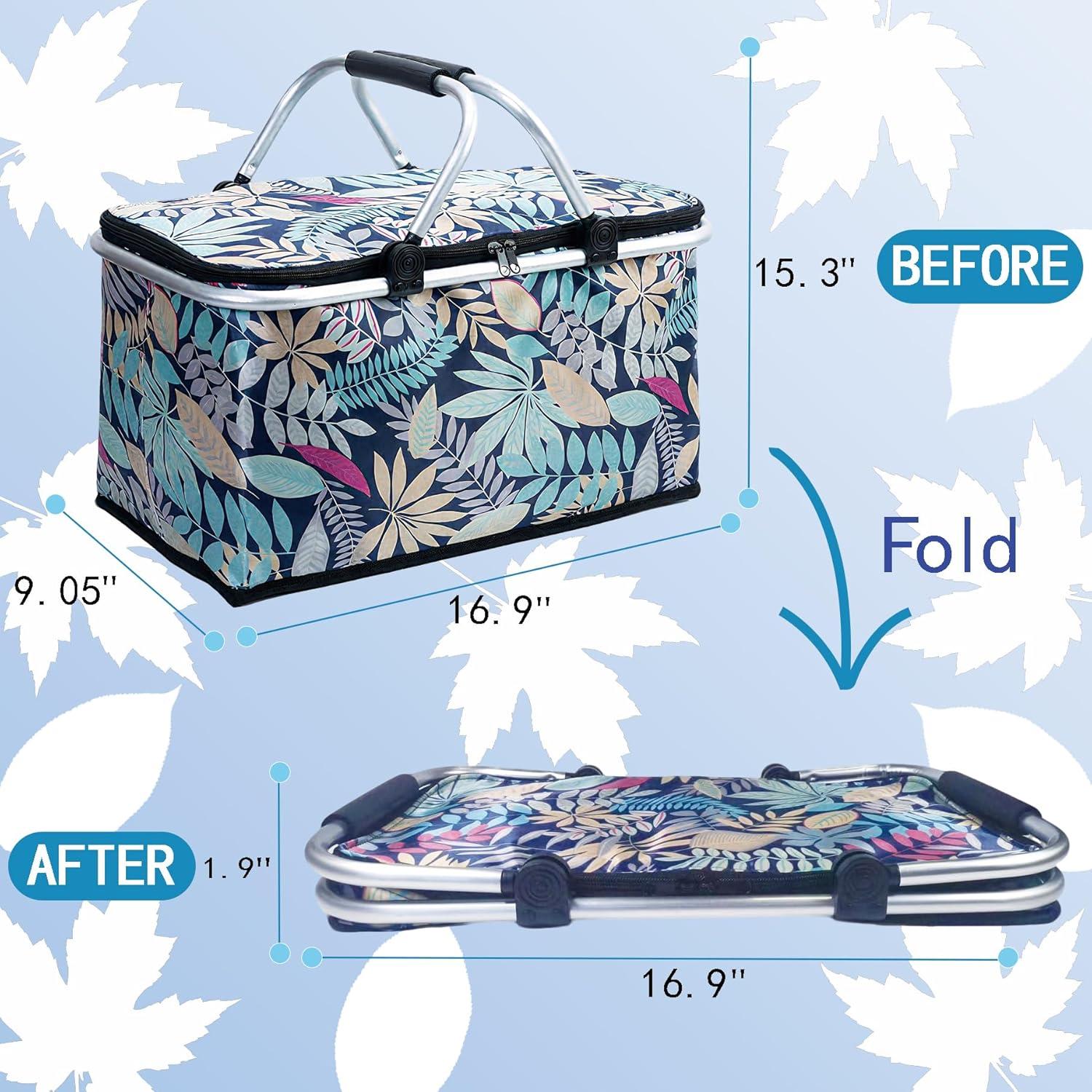 Cesta de Picnic Aislada Aikolesa 25L Plegable Azul