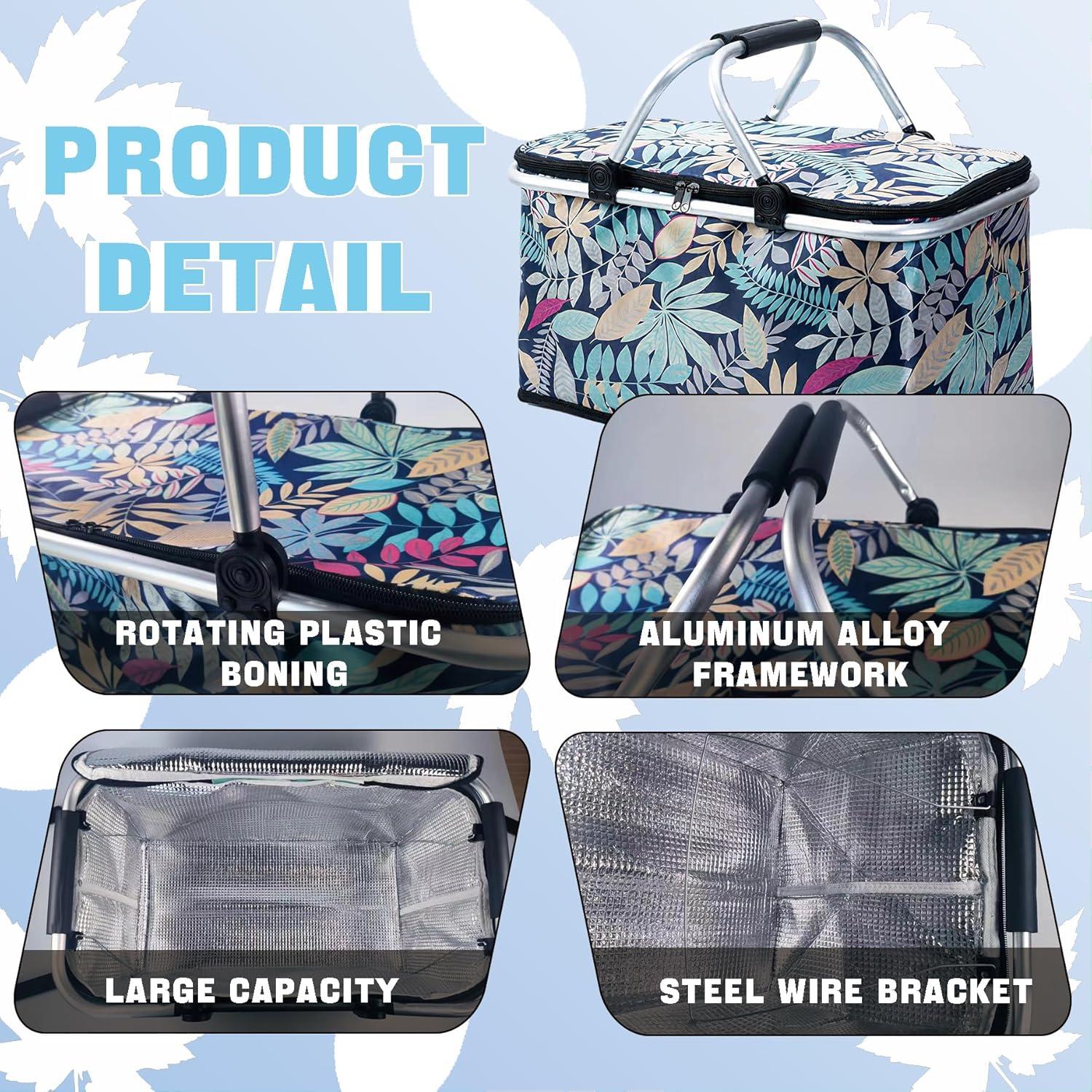 Cesta de Picnic Aislada Aikolesa 25L Plegable Azul