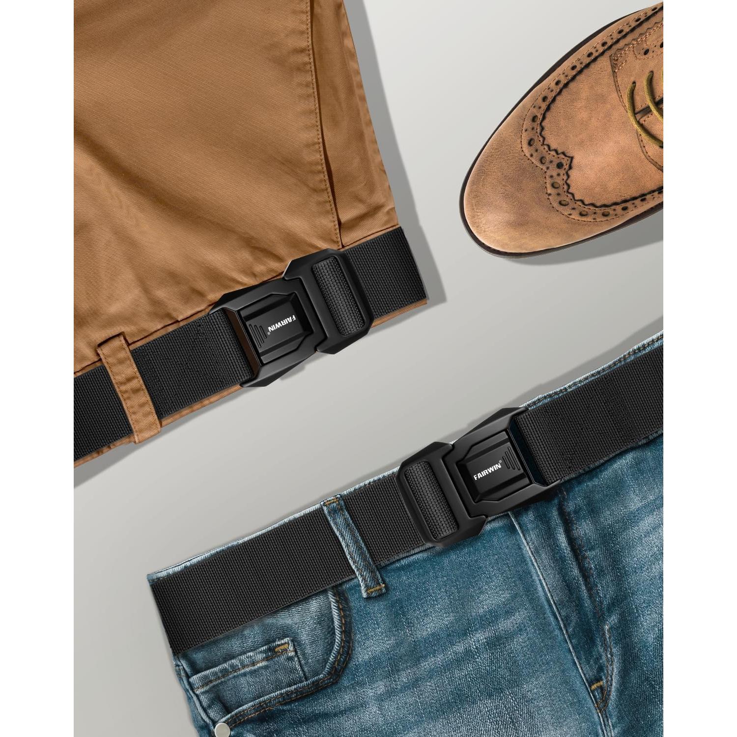 Cinturón FAIRWIN táctico de nylon elástico 115 cm negro