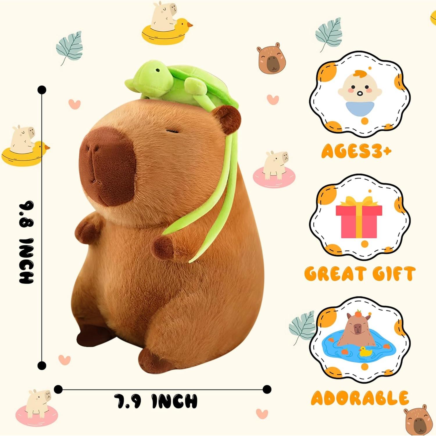 Peluche Capibara con Mochila de Tortuga Redaica 24.99 cm