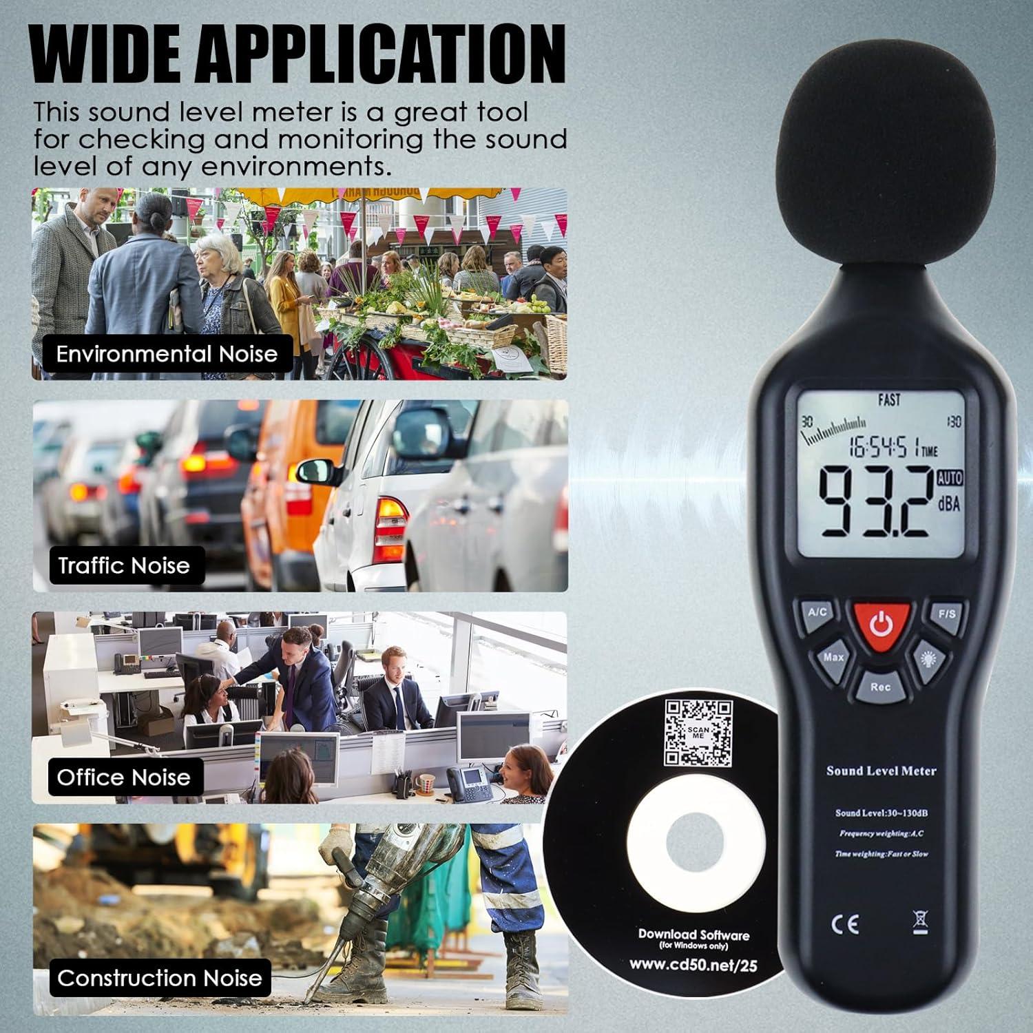 Medidor de Decibelios TekcoPlus SLM25TK con Pantalla LCD