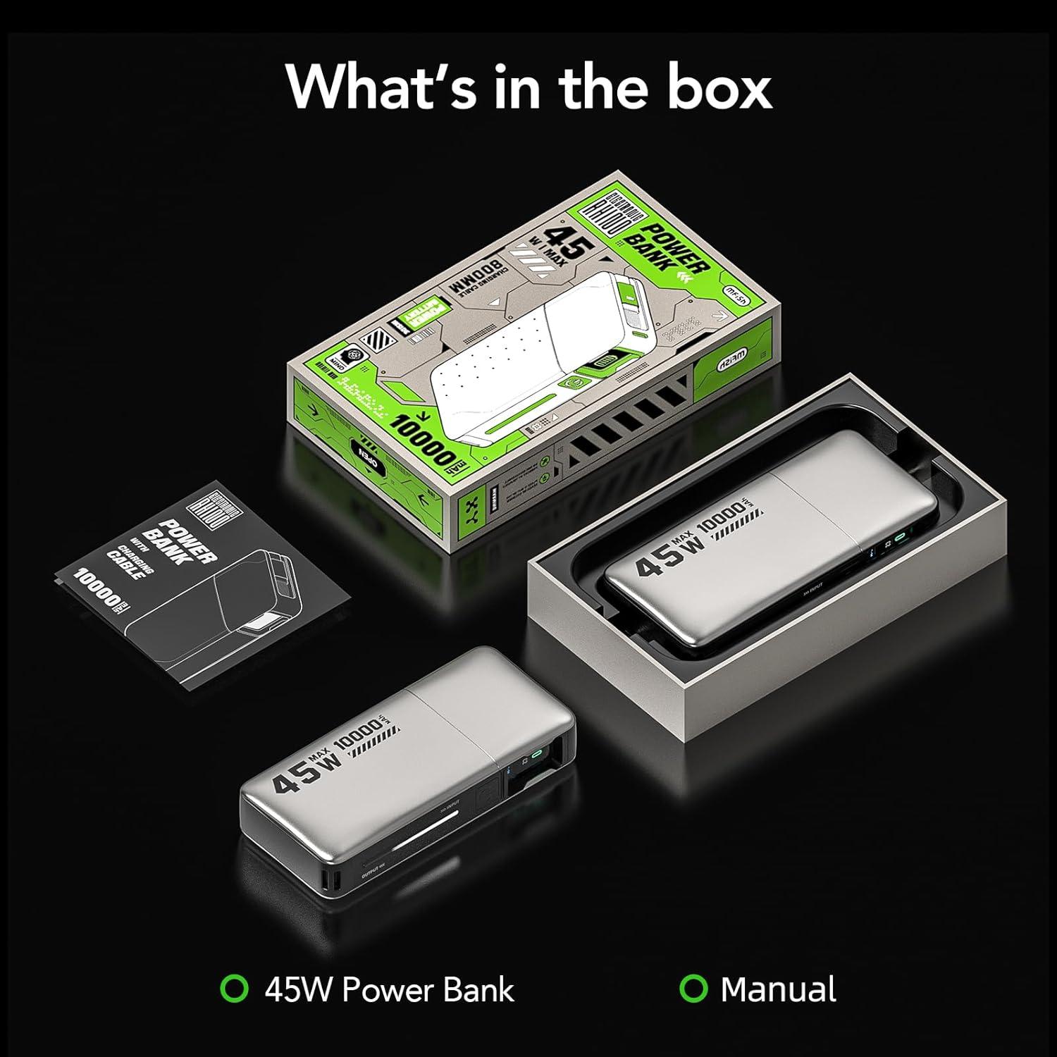 Banco de Energía 10000mAh MFish 45W Carga Rápida USB-C