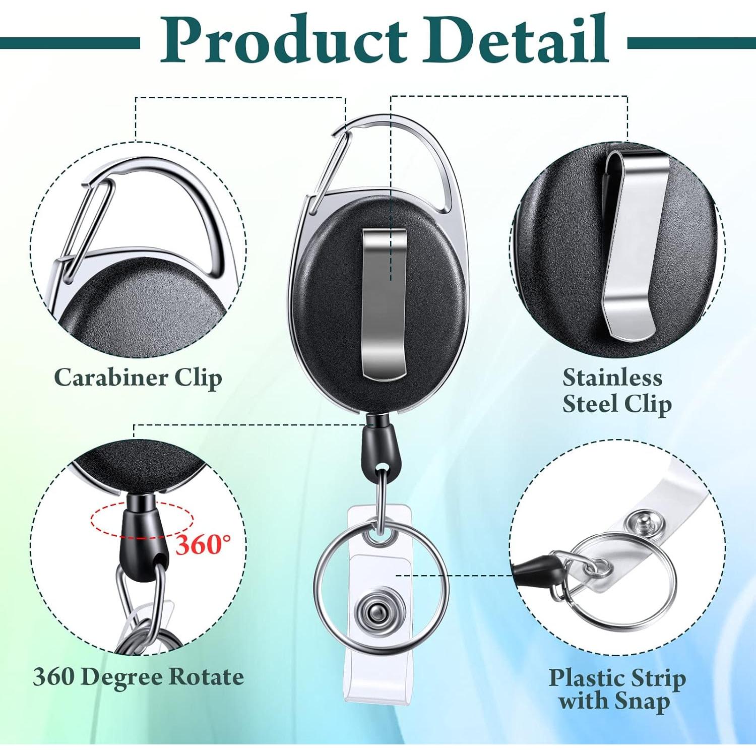 80 Clips de Insignia Retráctiles Laumoi para Oficina Negro