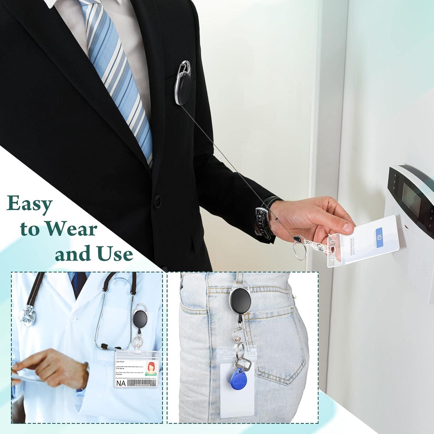 80 Clips de Insignia Retráctiles Laumoi para Oficina Negro