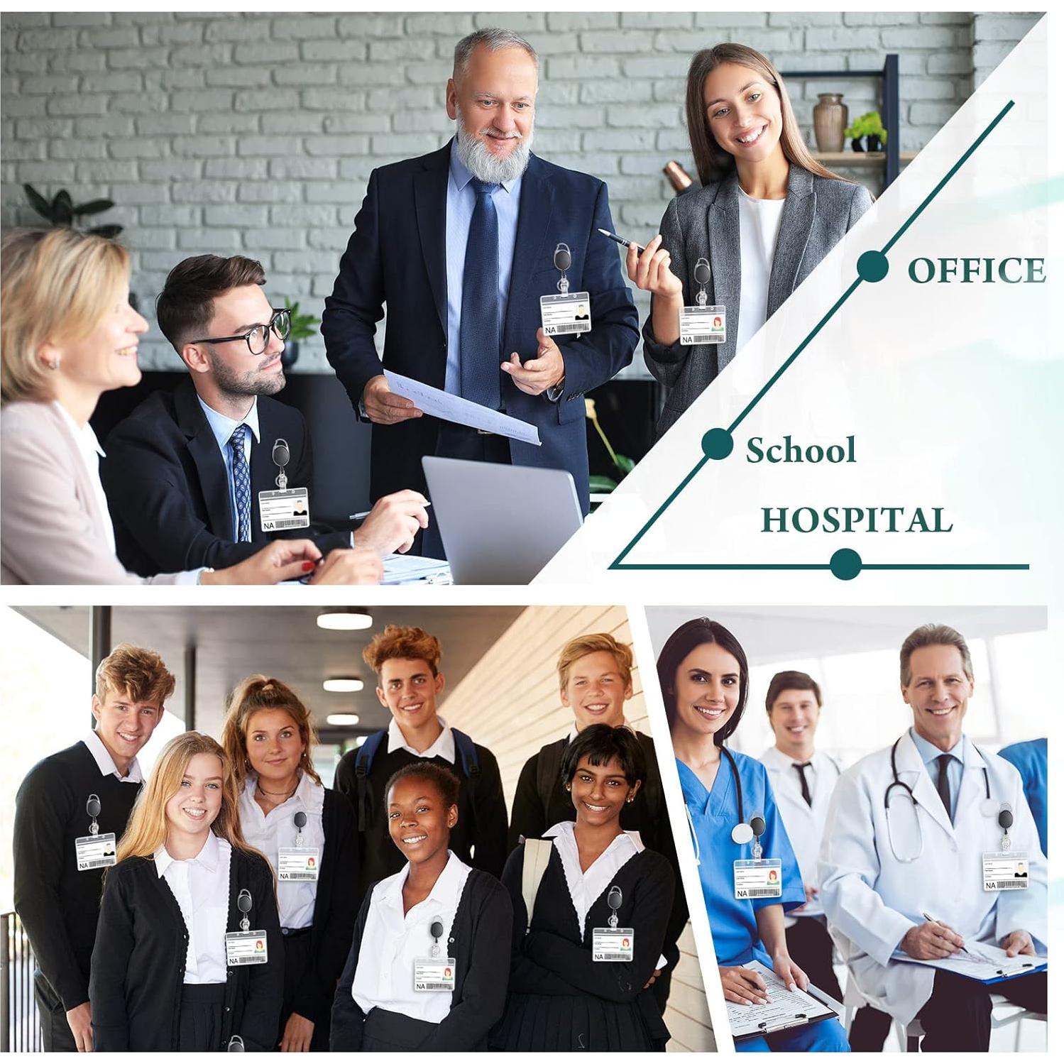 80 Clips de Insignia Retráctiles Laumoi para Oficina Negro