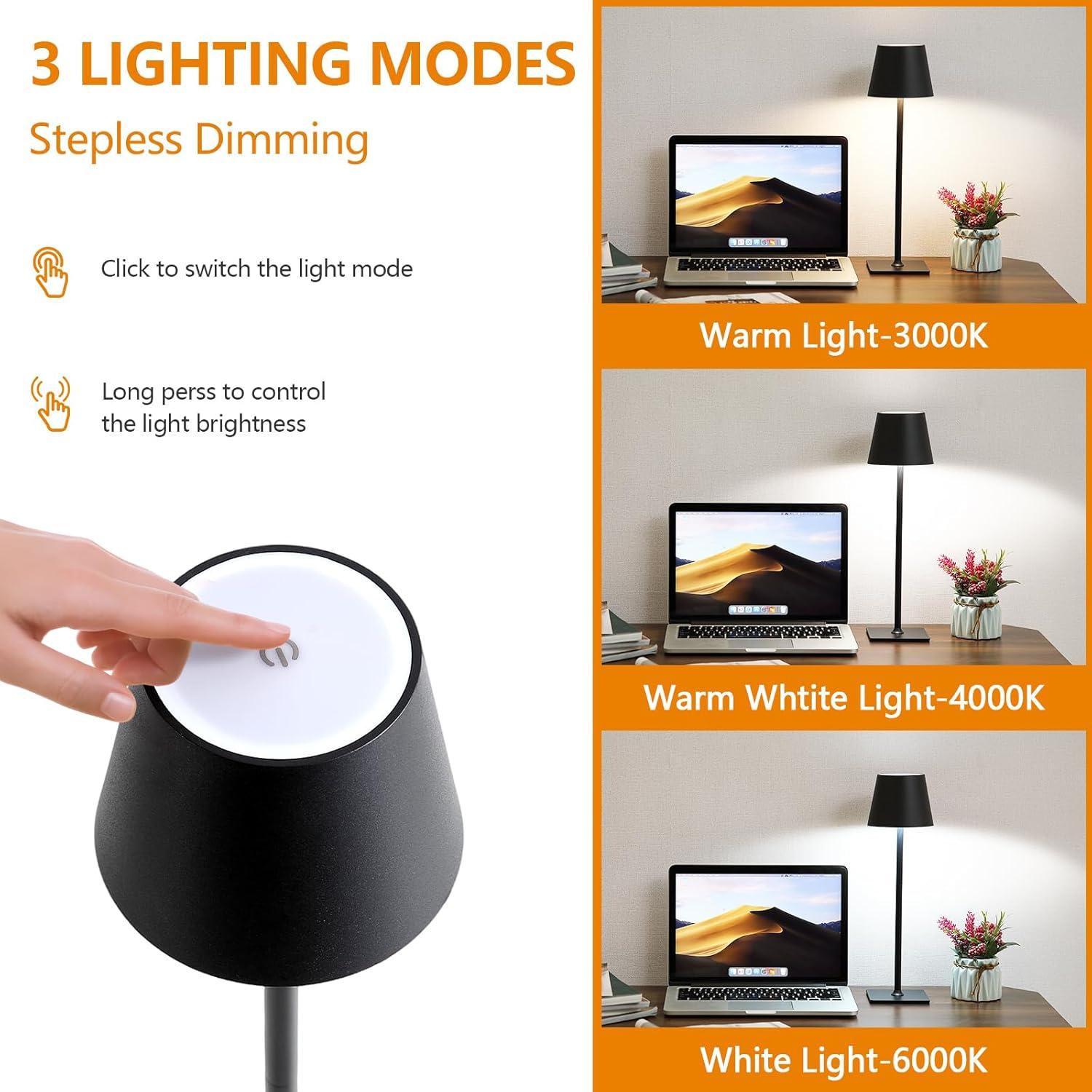 Lámpara de Mesa Inalámbrica Huaying LED 5000mAh Regulable