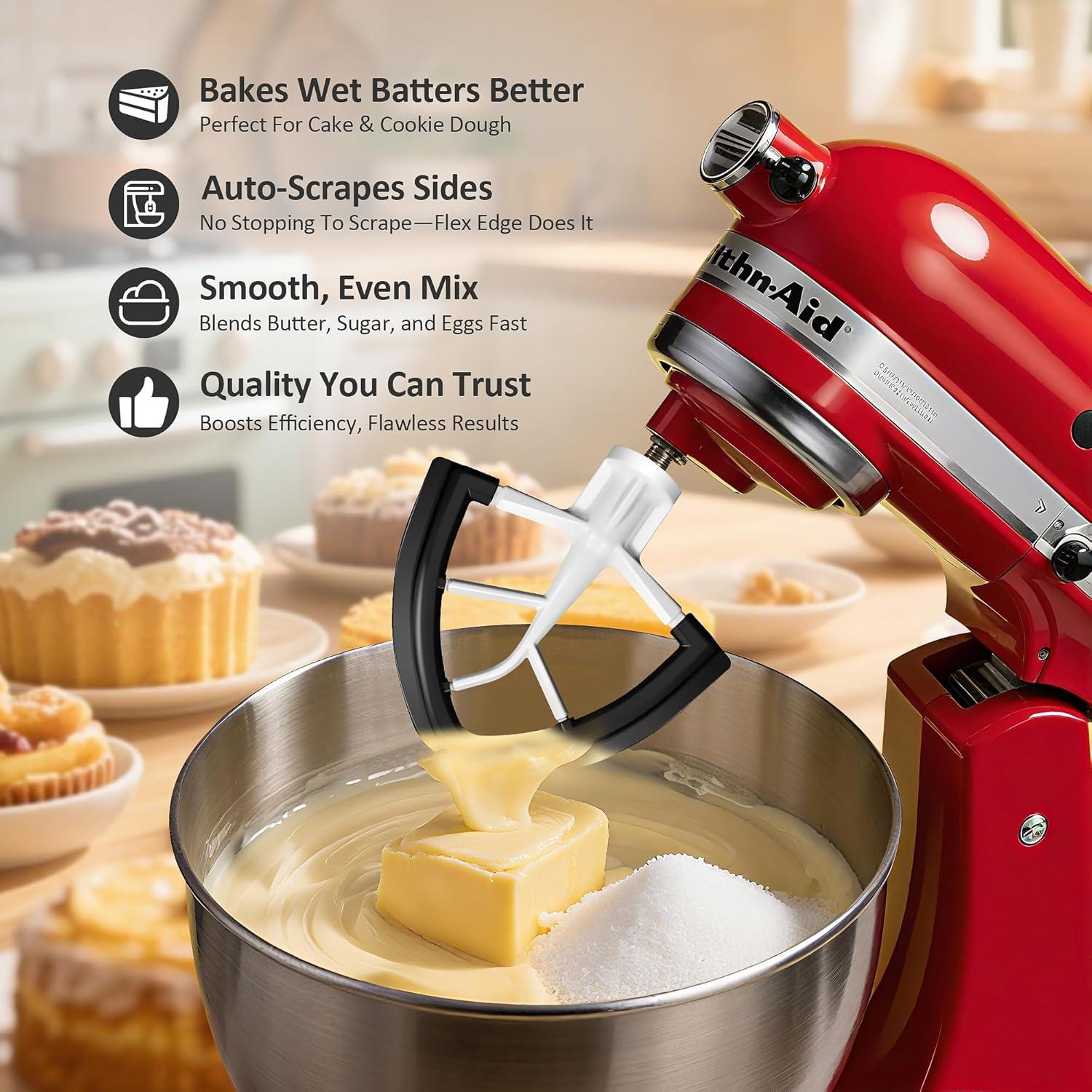 Batidor Flex Edge KitchenAid 4.5/5 Qt Negro - Silicona Auto-Scrape