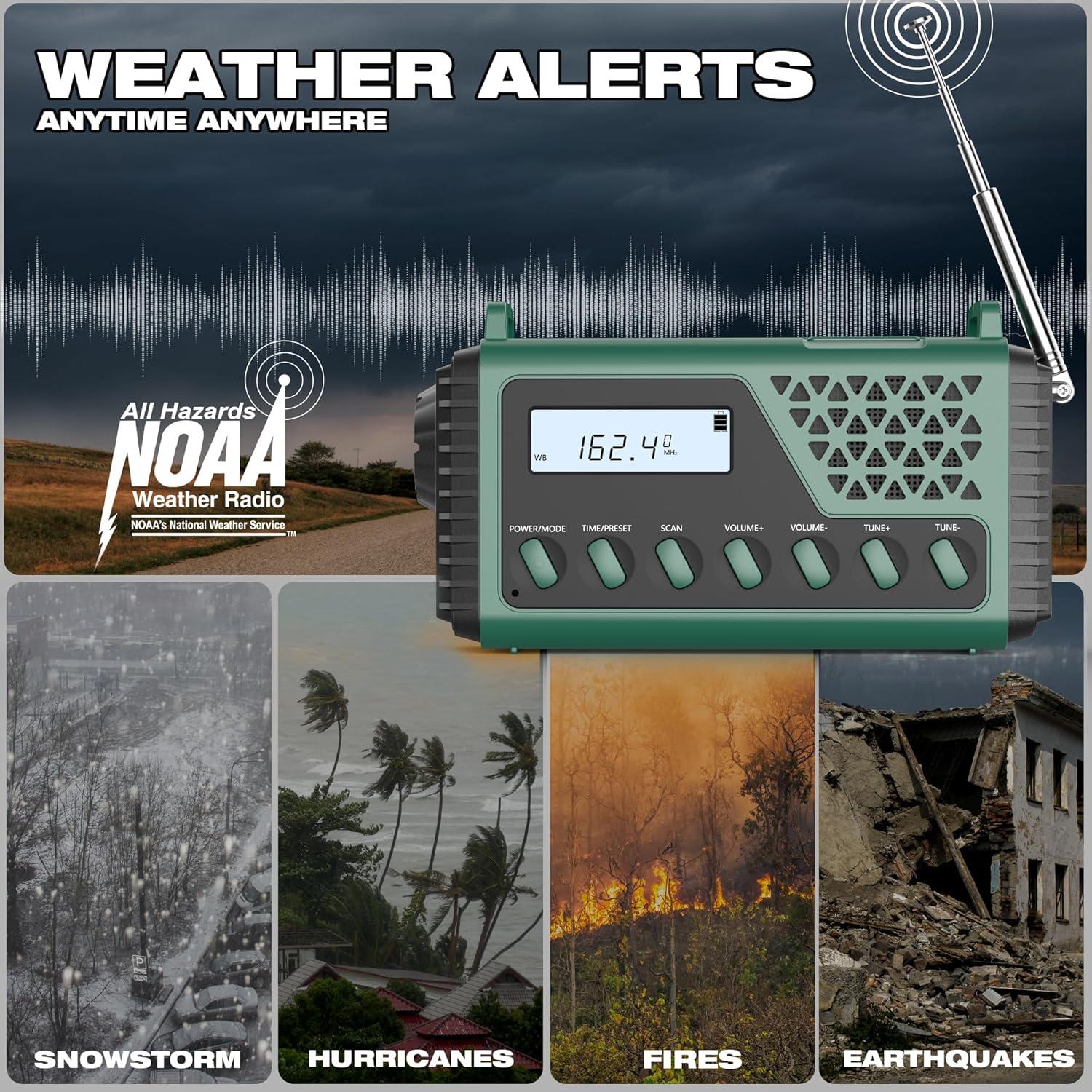 Radio Meteorológica de Emergencia DexScout 10000mAh Verde
