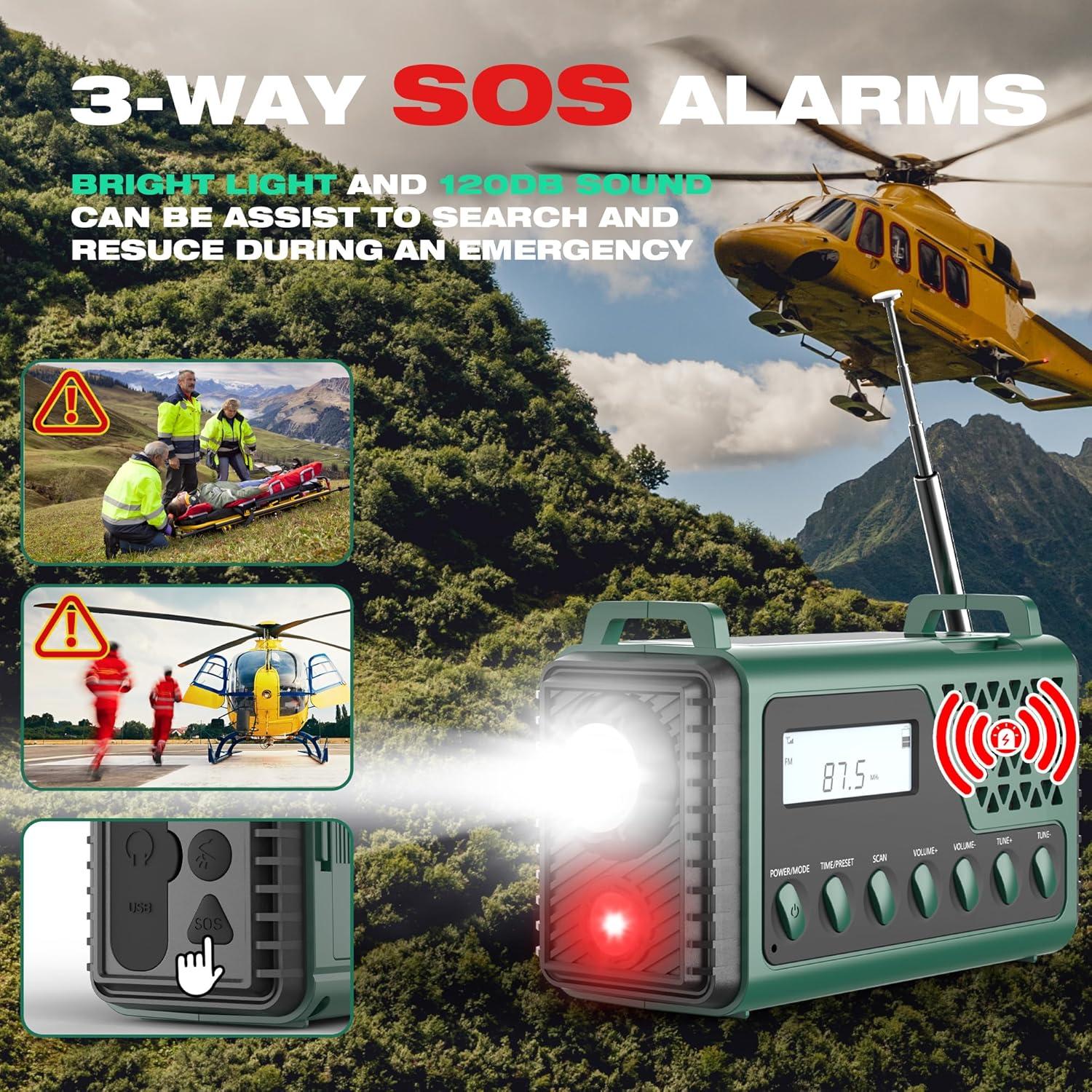 Radio Meteorológica de Emergencia DexScout 10000mAh Verde