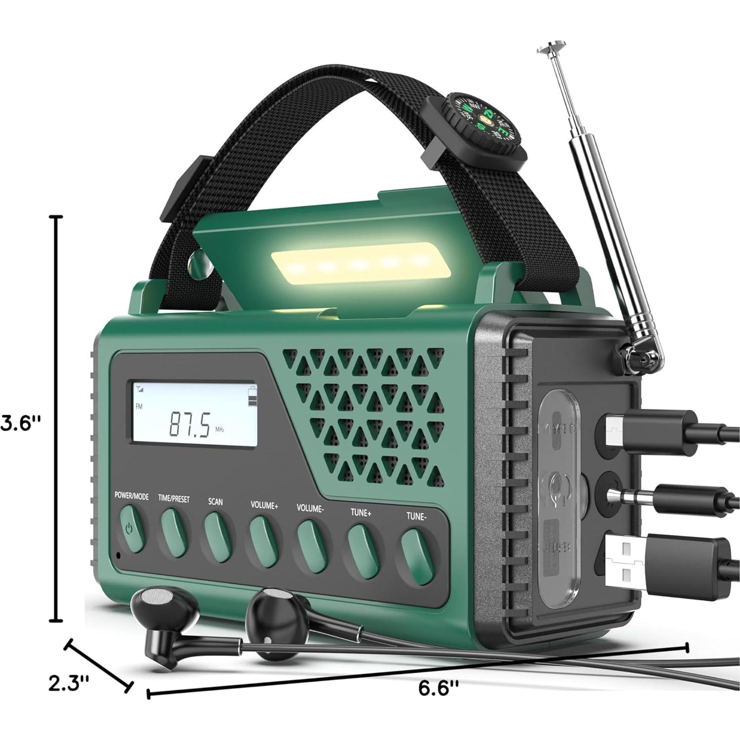 Radio Meteorológica de Emergencia DexScout 10000mAh Verde