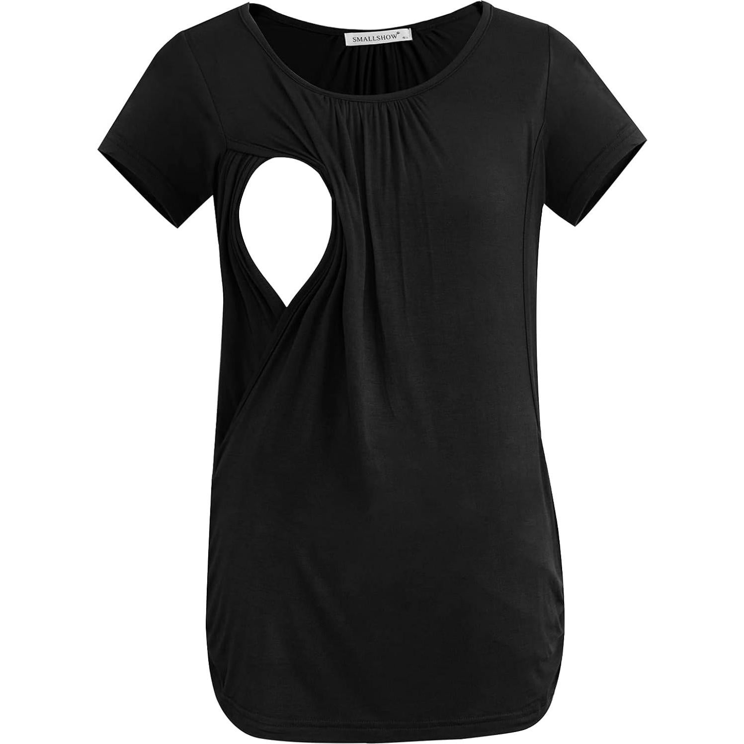 Camisetas de Lactancia Manga Corta Smallshow 3-Pack Verde, Negro, Gris