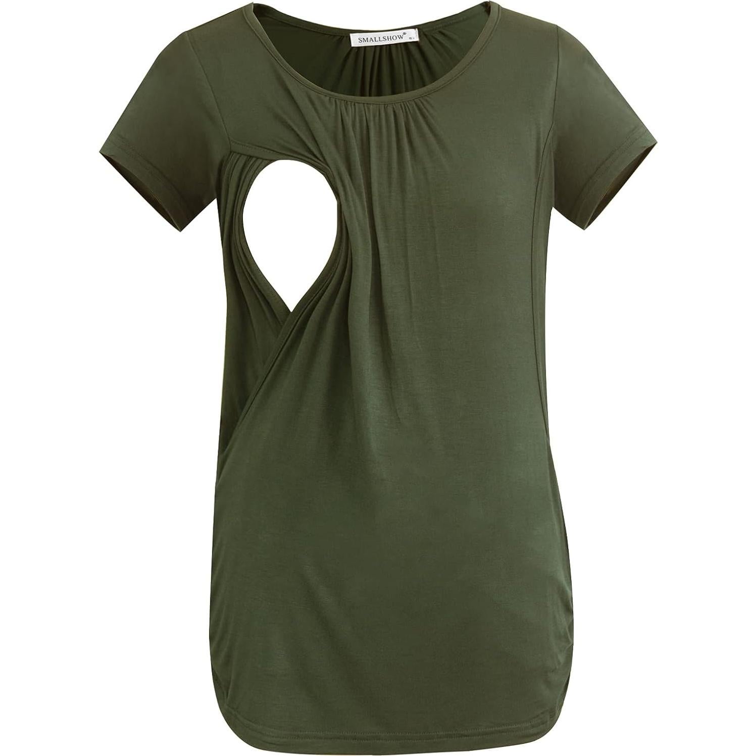 Camisetas de Lactancia Manga Corta Smallshow 3-Pack Verde, Negro, Gris