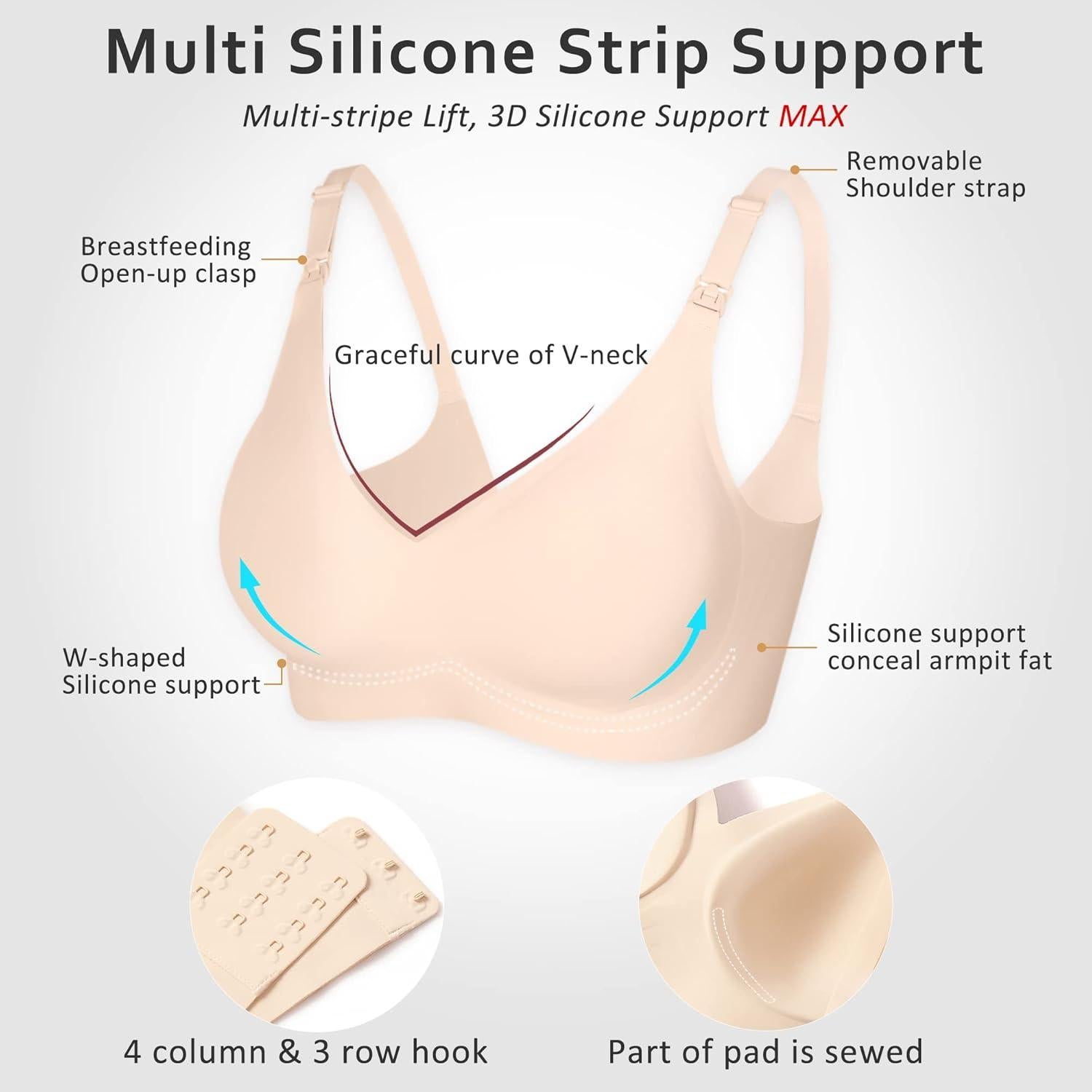 Sostenes de Lactancia Vinfact Sin Costuras 2 Piezas Negro Beige