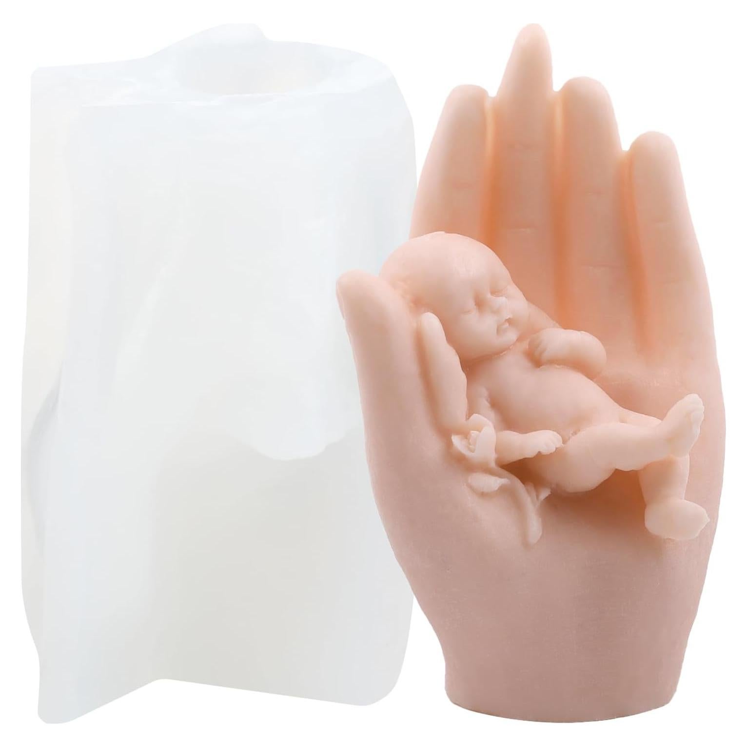 Molde de Silicona para Vela Bebé en Mano GLITZXFH 11.8 cm