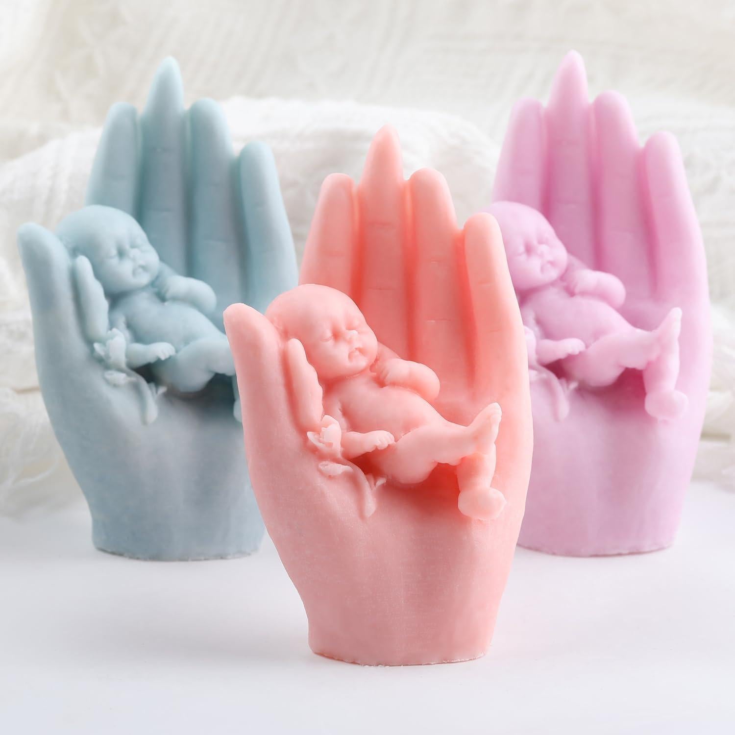 Molde de Silicona para Vela Bebé en Mano GLITZXFH 11.8 cm