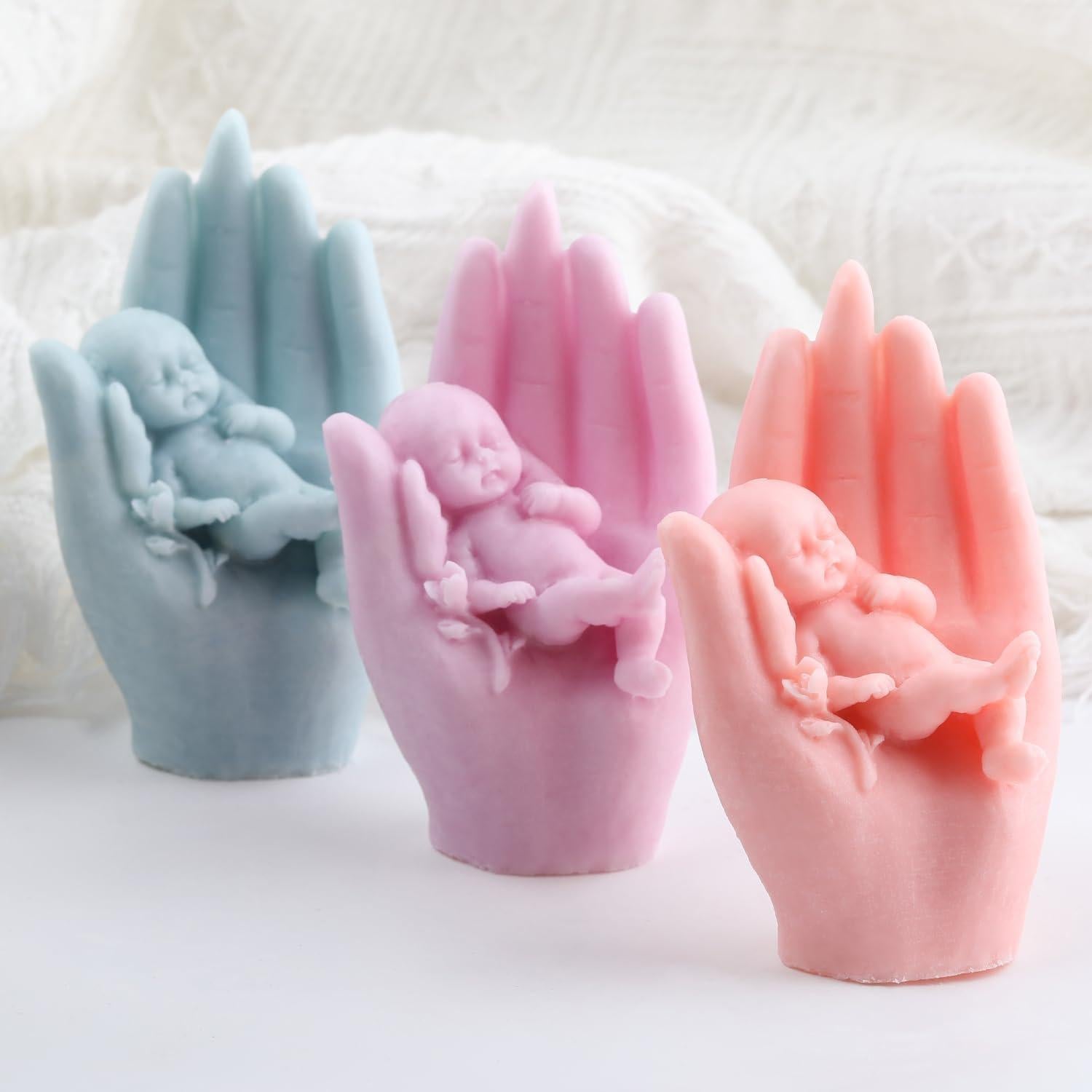 Molde de Silicona para Vela Bebé en Mano GLITZXFH 11.8 cm