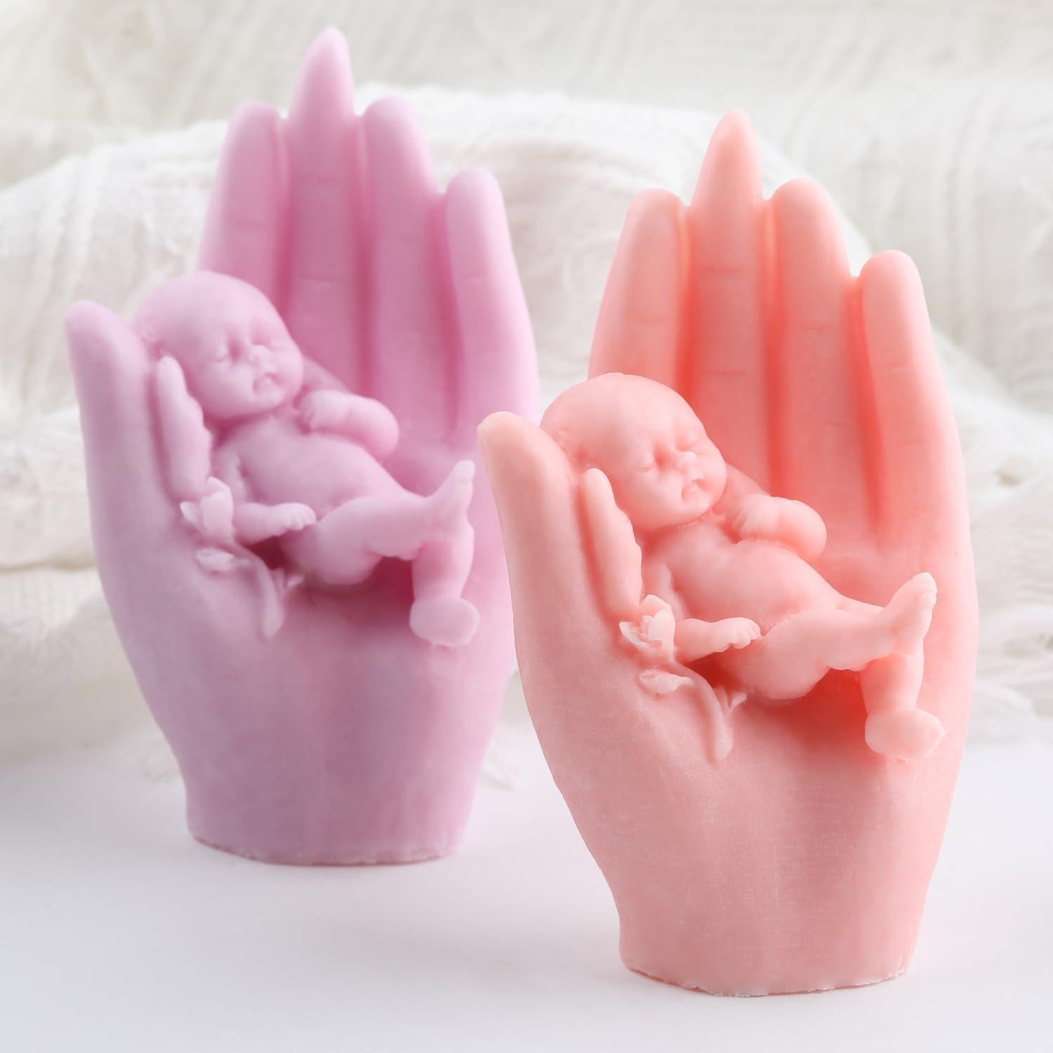 Molde de Silicona para Vela Bebé en Mano GLITZXFH 11.8 cm