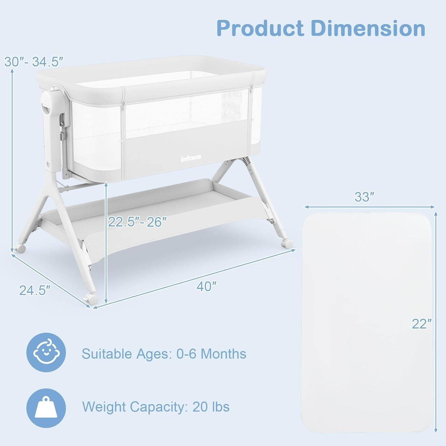 Cuna para Bebés INFANS 5 en 1 Ajustable con Ruedas y Red