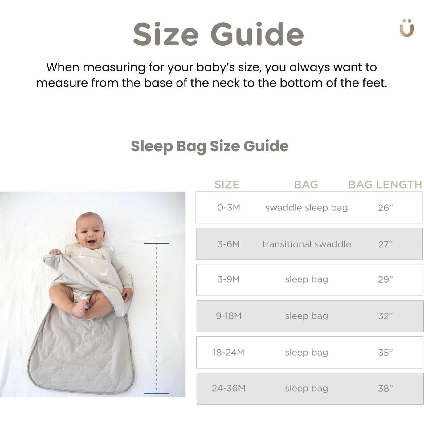 Saco de Sueño GUNAMUNA Bebé Unisex 3-9 Meses Rayón Bambú 2.6 TOG