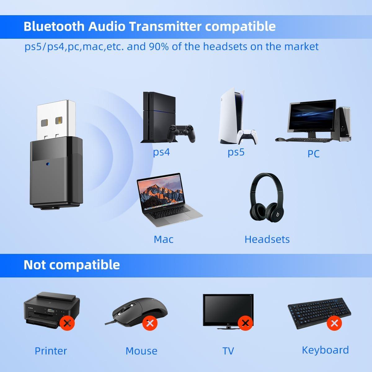 Adaptador Bluetooth Ldex DG05 para PS5, PS4, Switch, PC