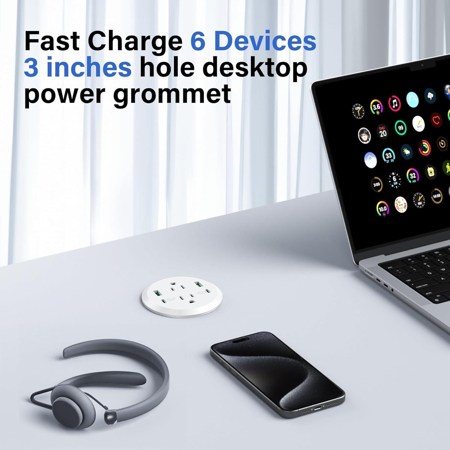 Grommet de Poder Jgstkcity 40W 2 AC 4 USB Carga Rápida
