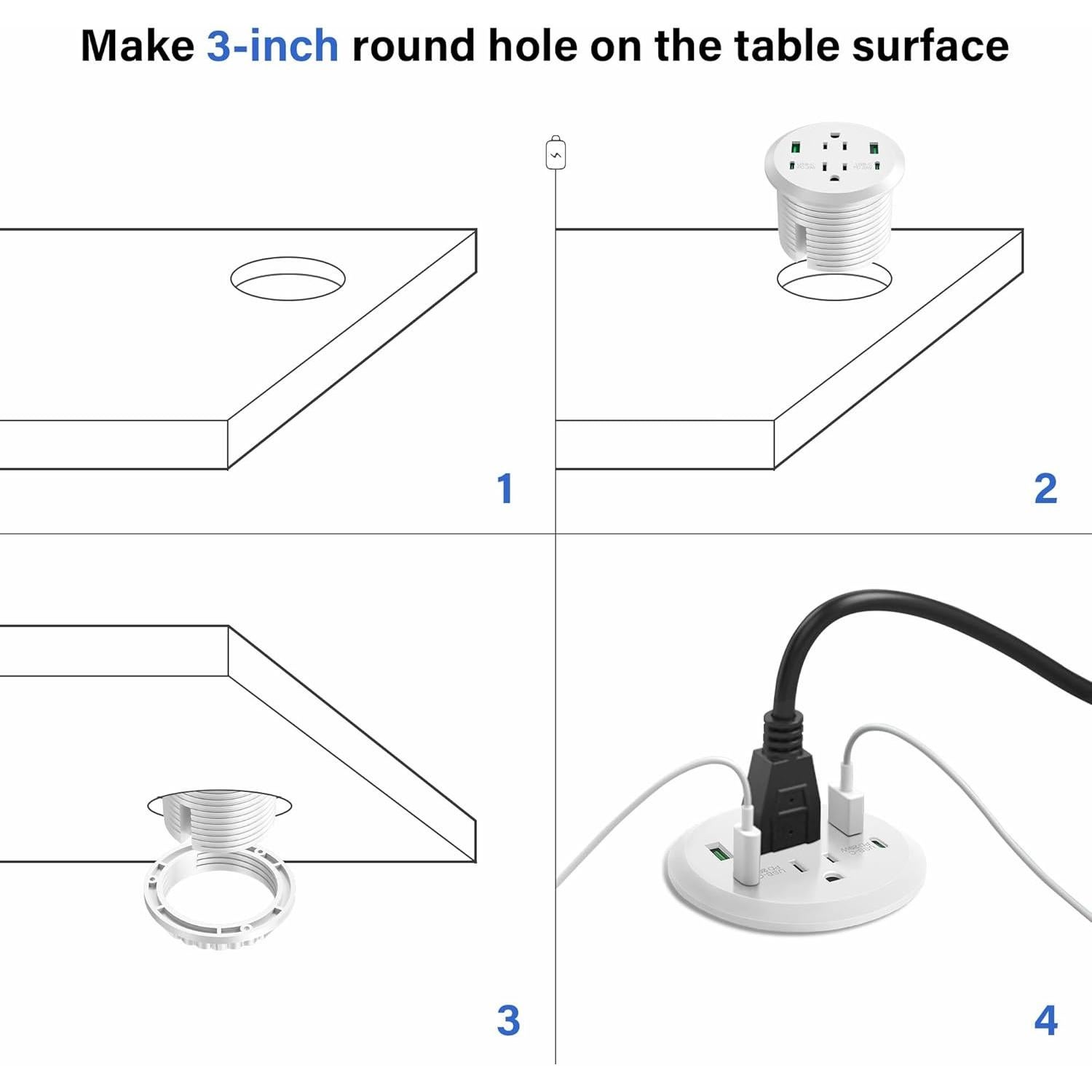 Grommet de Poder Jgstkcity 40W 2 AC 4 USB Carga Rápida