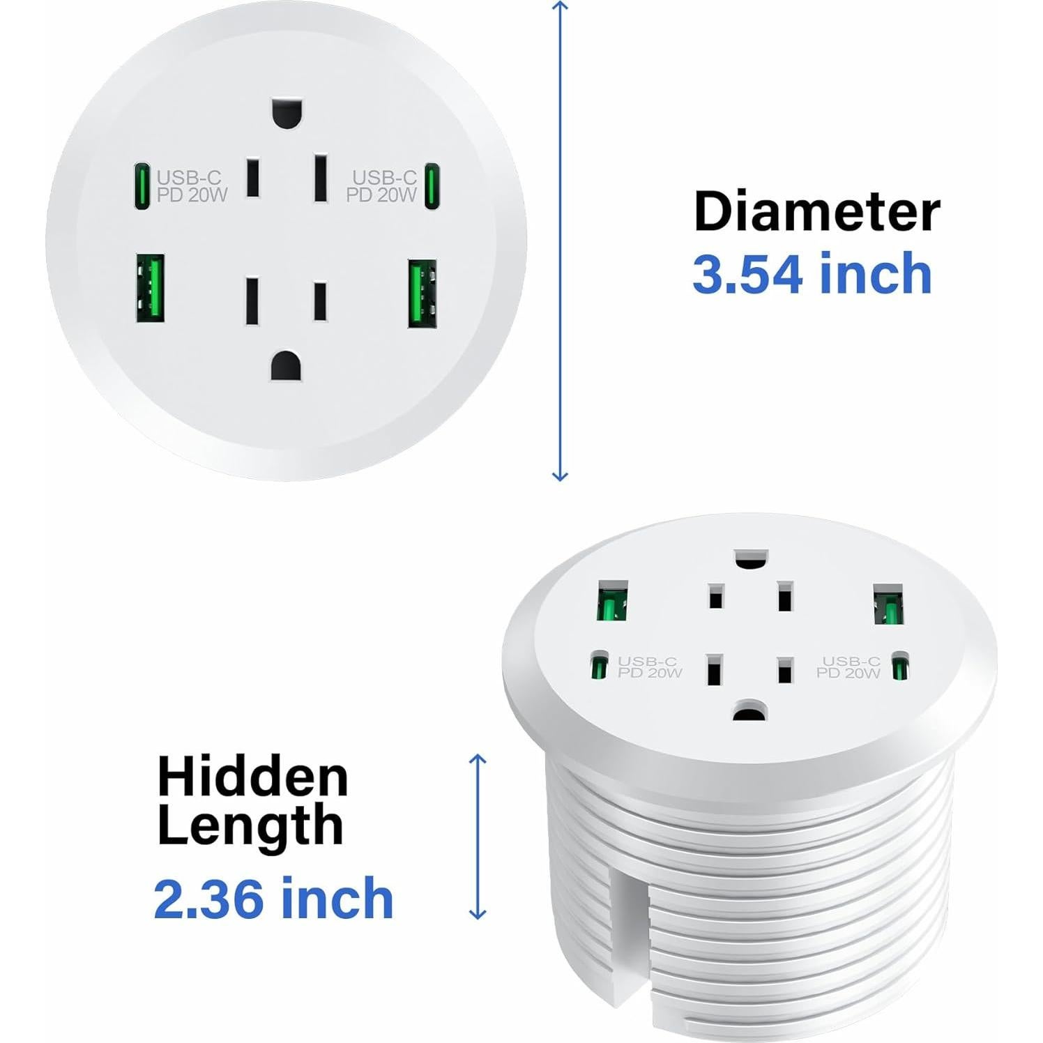 Grommet de Poder Jgstkcity 40W 2 AC 4 USB Carga Rápida